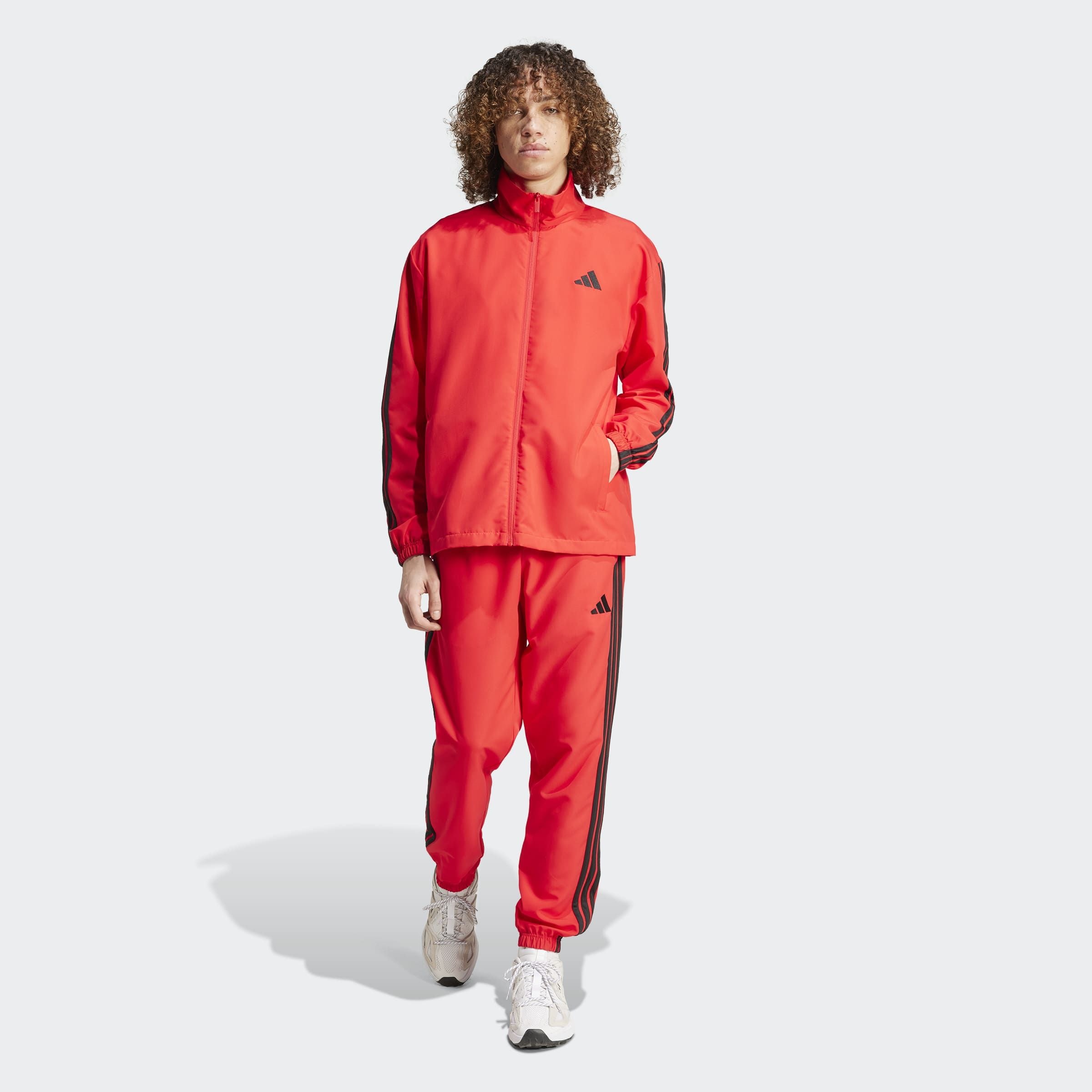 adidas Sportswear Combinaison d'entraînement »3-STREIFEN WOVEN« 2 cuis ensemble deux pièces, en polyester, avec fermeture éclair continue