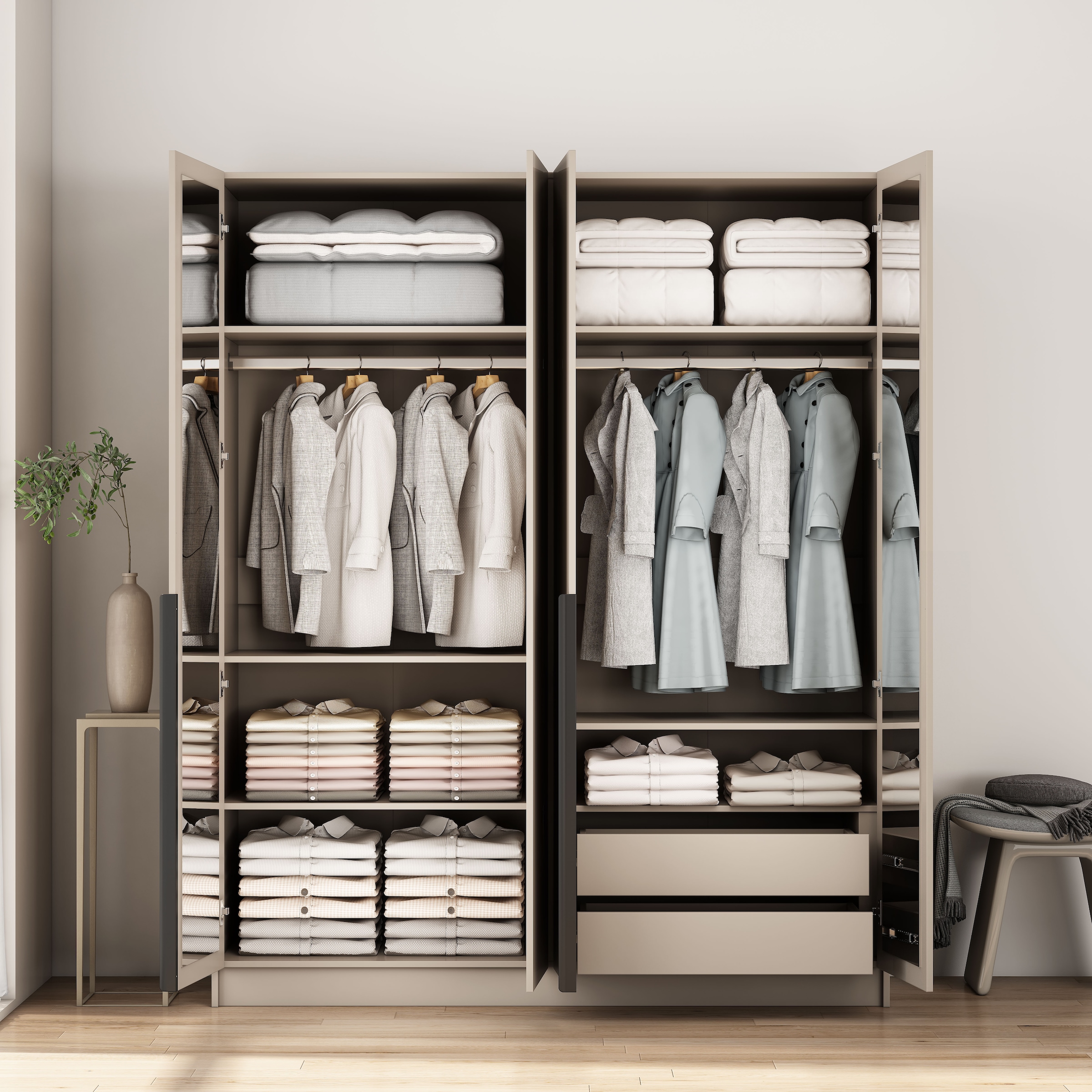GOODproduct Kleiderschrank »Annor Schlafzimmerschrank Breite 162cm hochglanz Schrank Garderobe« Drehtürenschrank mit perfekter Innenausstattung - elegante Türgriffe