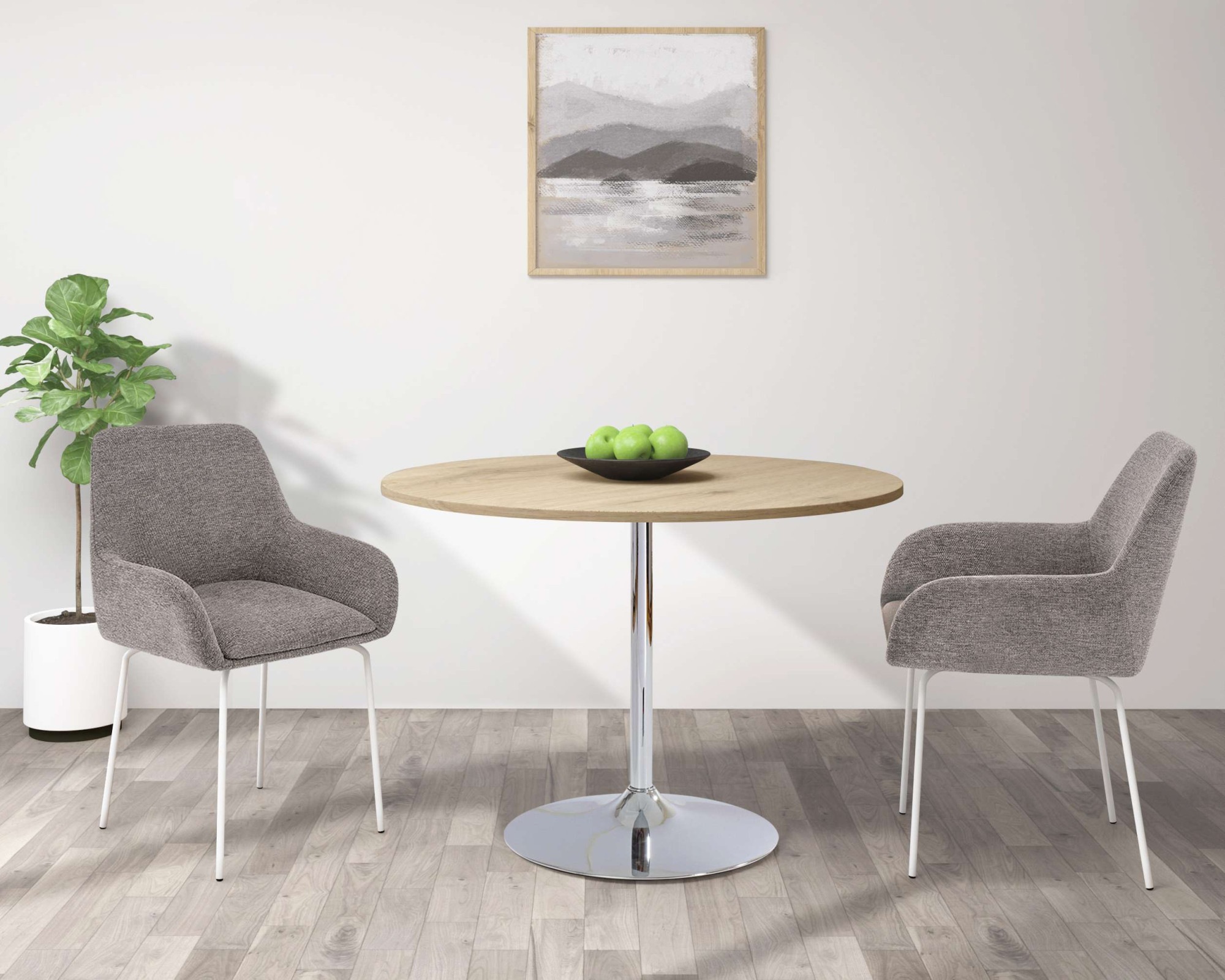 GOODproduct Table de salle à manger »Trompet« rund, Ø110 cm, Tischplatte Hochglanz oder Holzoptik, Trompetenfuss