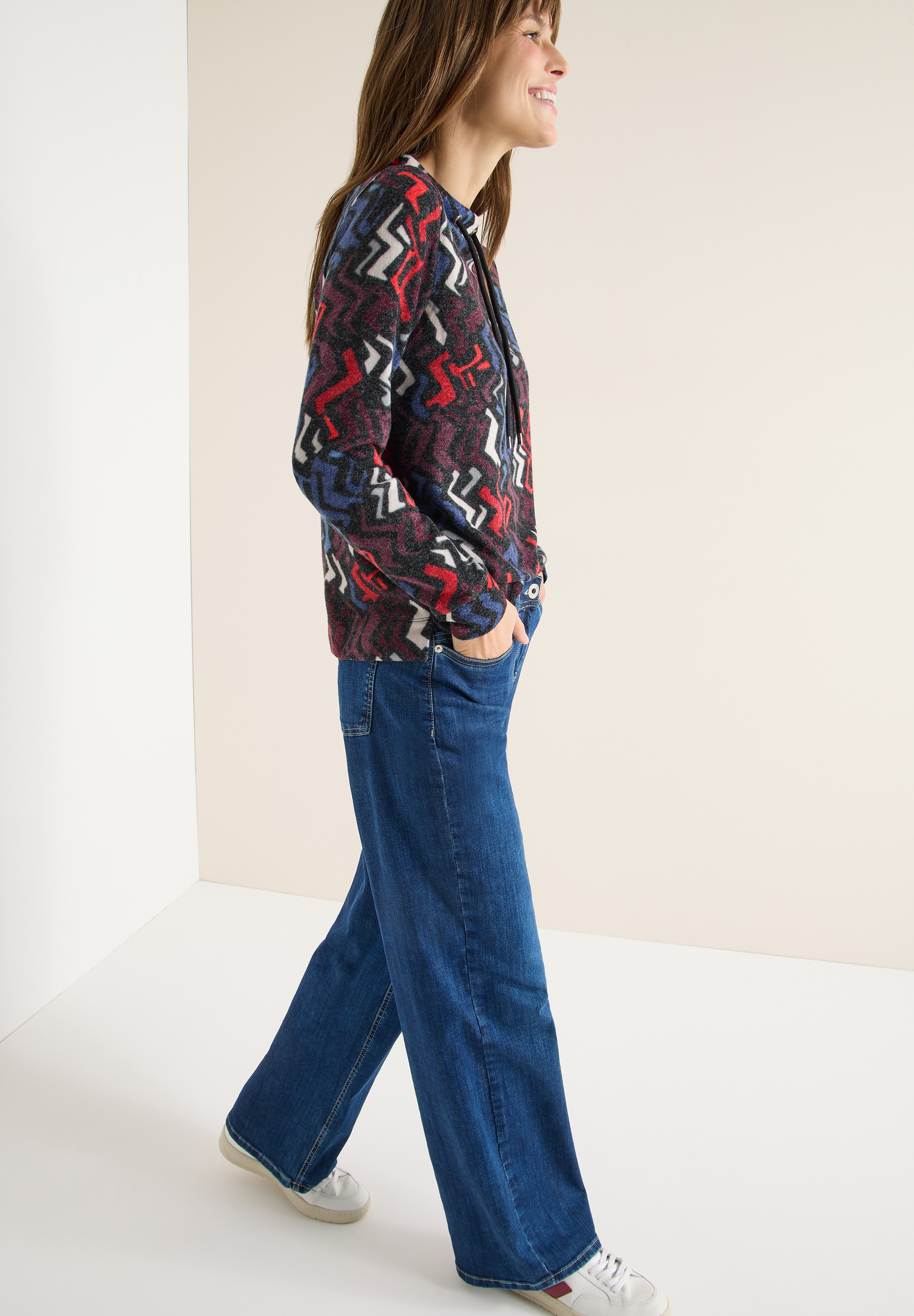 Cecil Stehkragenpullover mit Grafikmuster