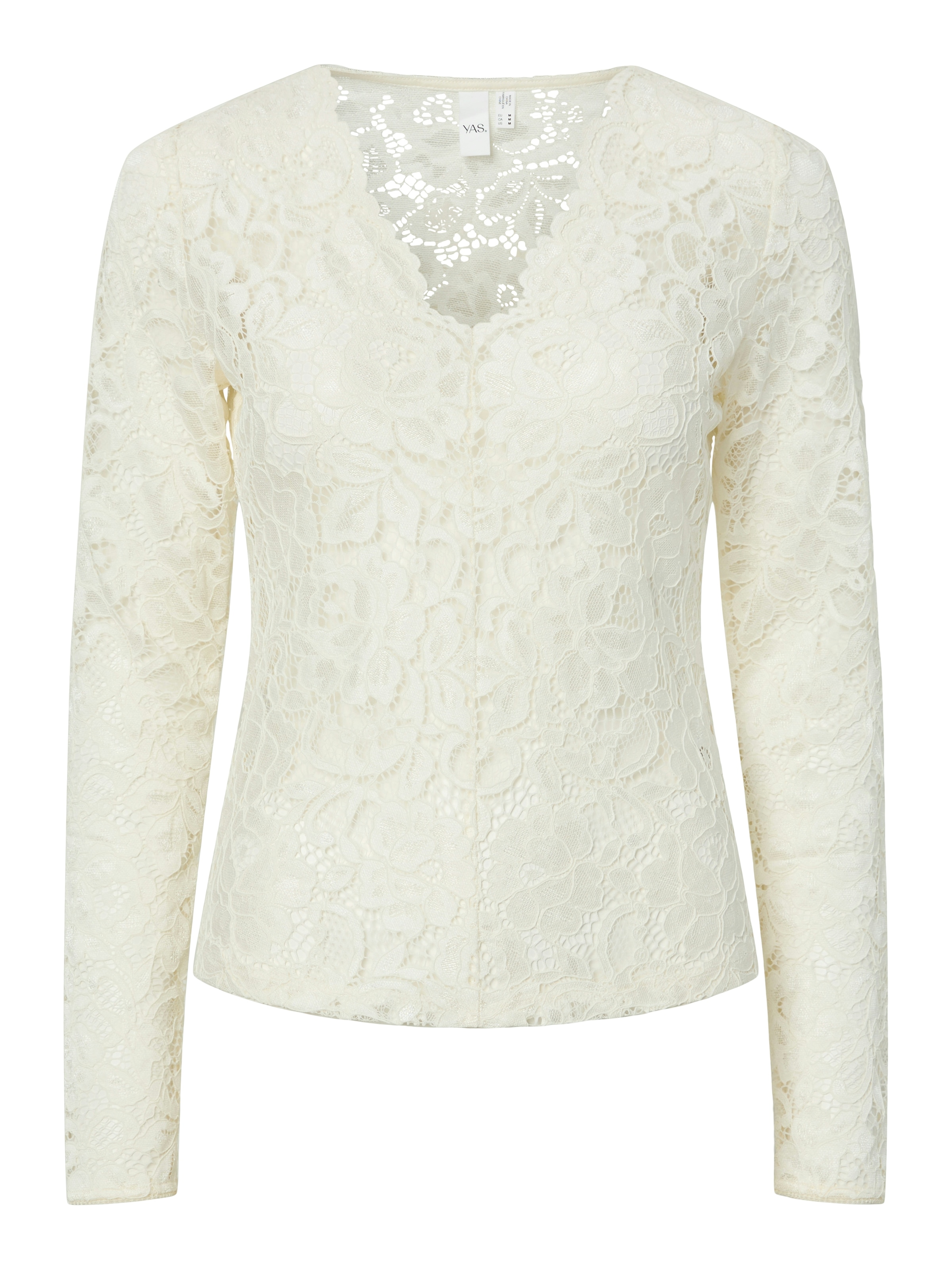 Y.A.S Spitzenshirt »YASLACEY LS V-NECK LACE TOP S. NOOS«