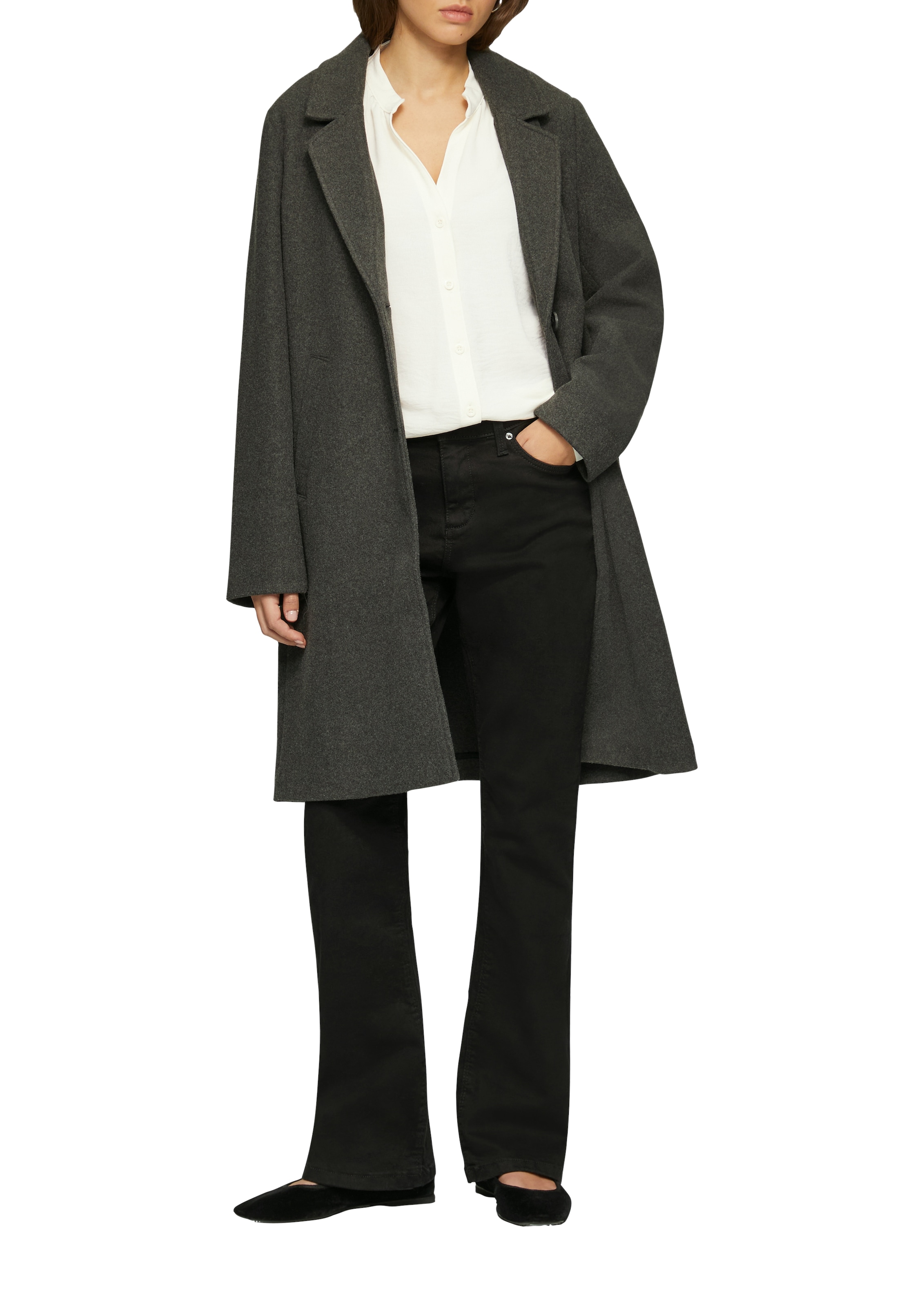 QS Blouse à manches longues mit Raffung am Stehkragen