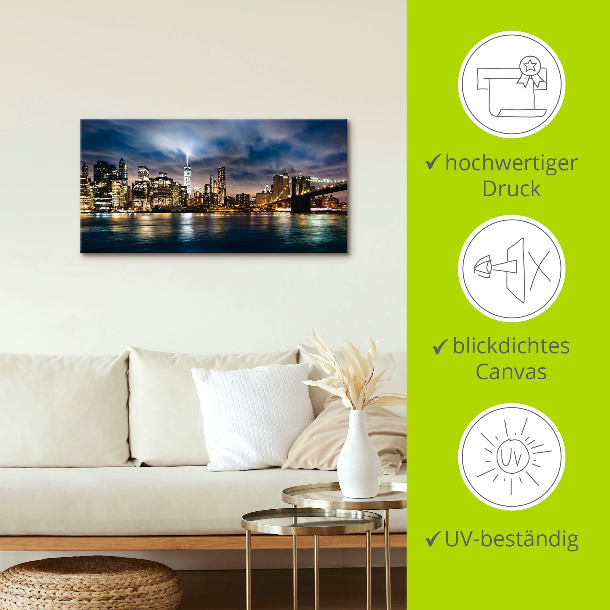 Artland Leinwandbild »Sonnenaufgang über Manhattan« Amerika 1 Stk. tlg. auf Holzrahmen gespannt