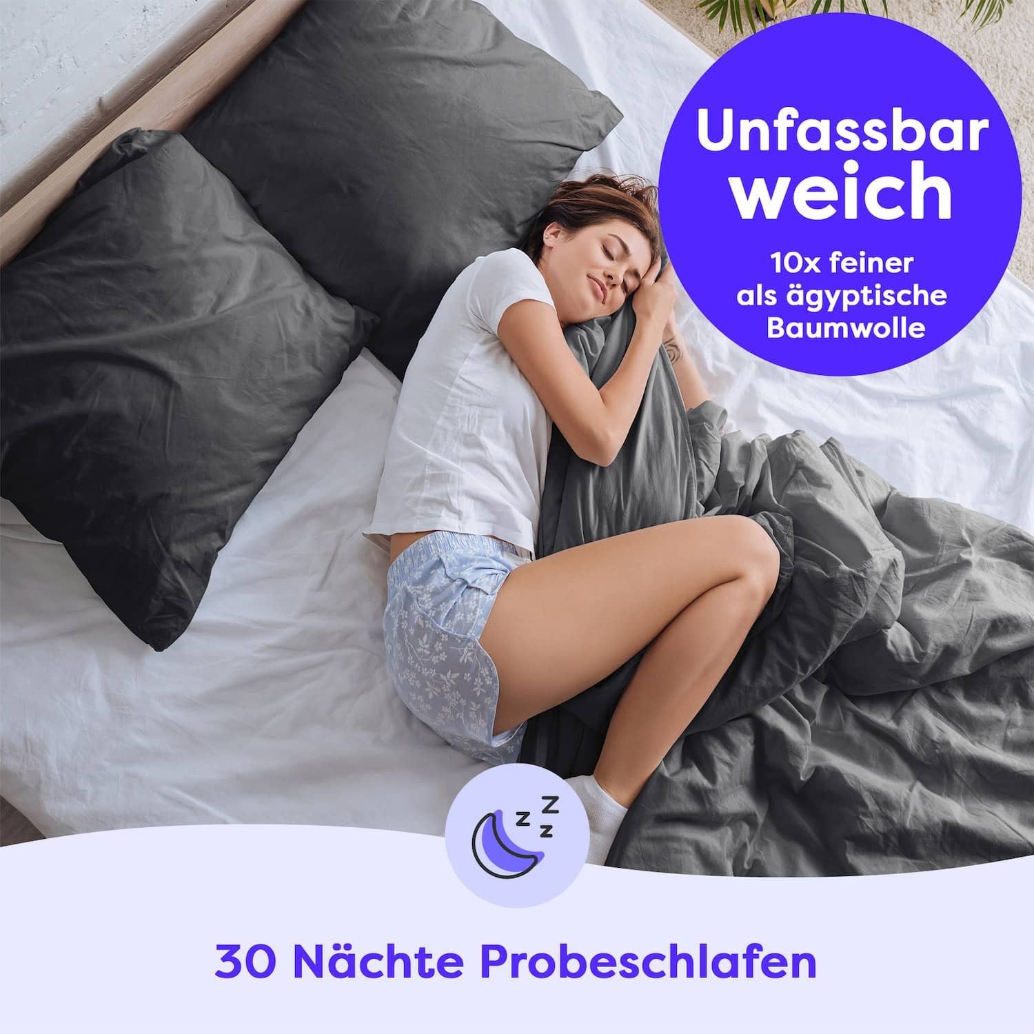 Wolkenfeld Linge de lit »Allergiker Bettwäsche, unfassbar weich« 2 cuis 135x200 cm, 155x220 & Übergrössen I inkl. Kissenbezüge 80x80 I Uni