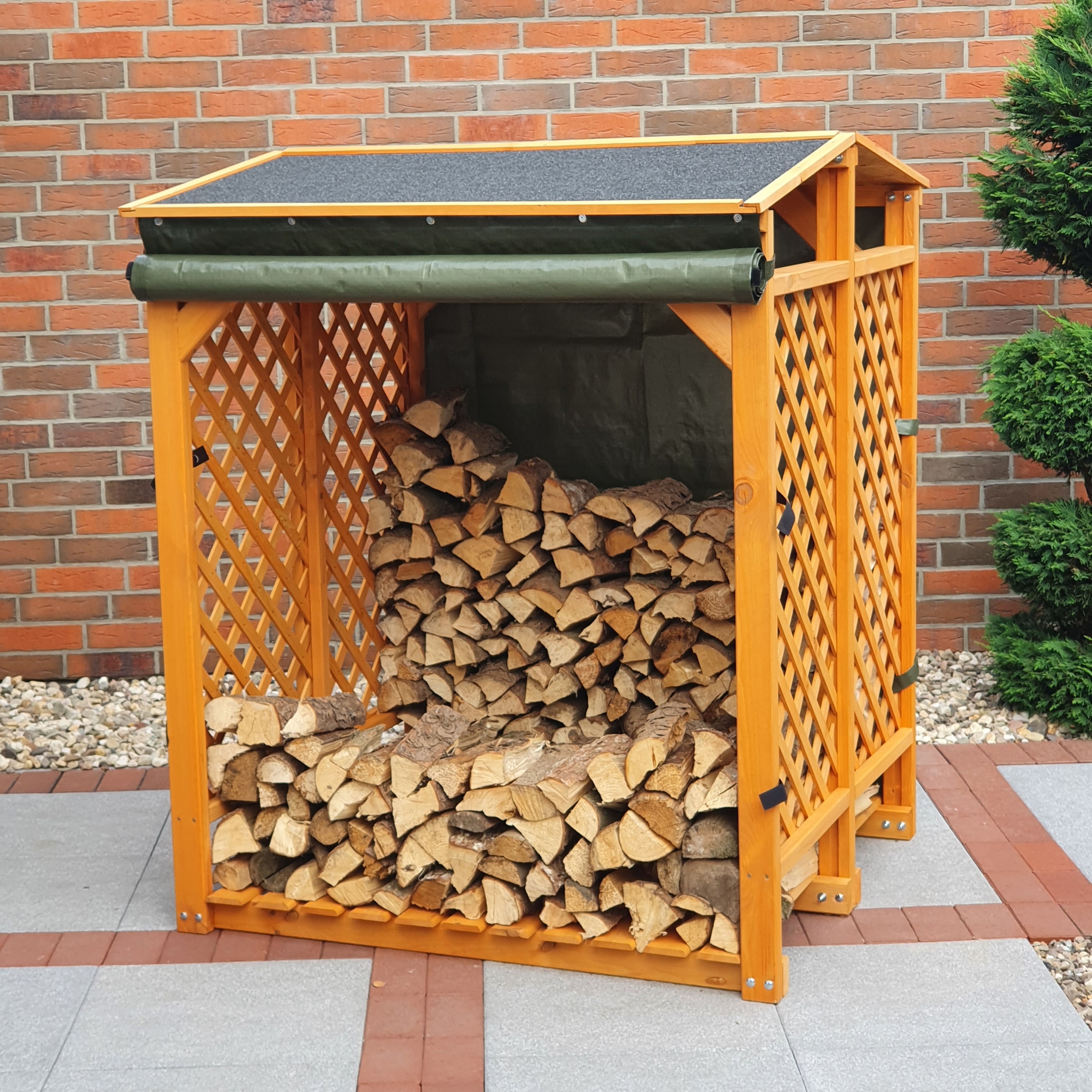 promadino Étagère pour bois de cheminée avec protection contre les intempéries