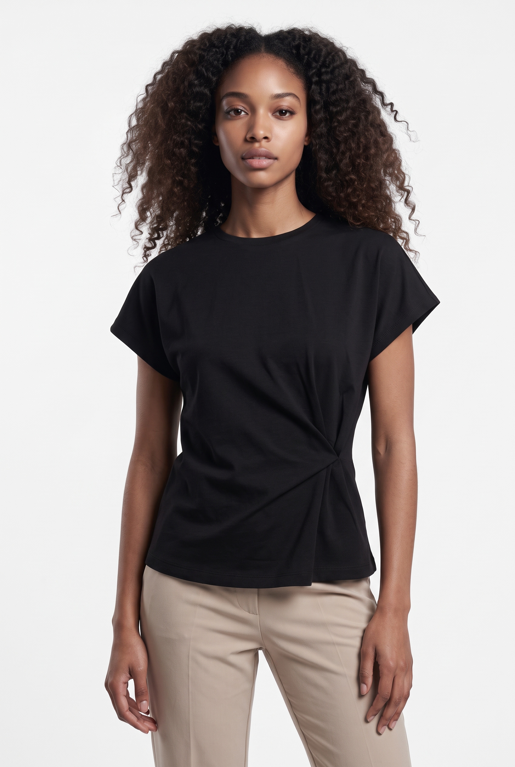 Saint Tropez Blouse à manches courtes »TheoSZ Blouse« Mélange de matières, coupe ajustée