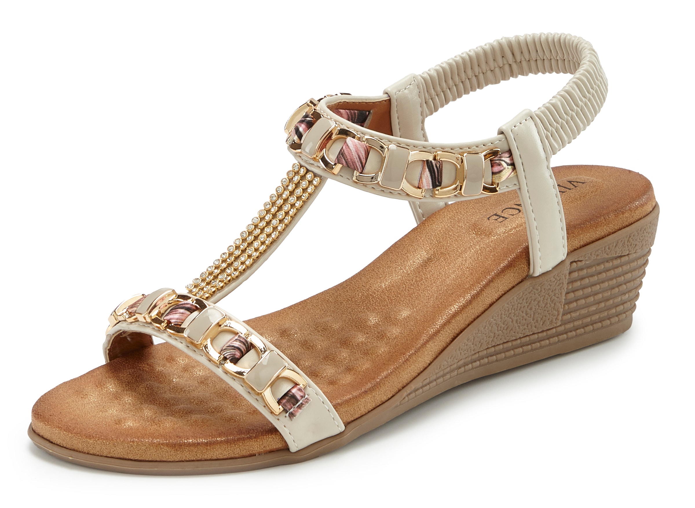 Vivance Sandalette »Sommerschuh, offener Schuh, Sandale, Keilsandalette,«  mit elastischen Riemchen und Keilabsatz