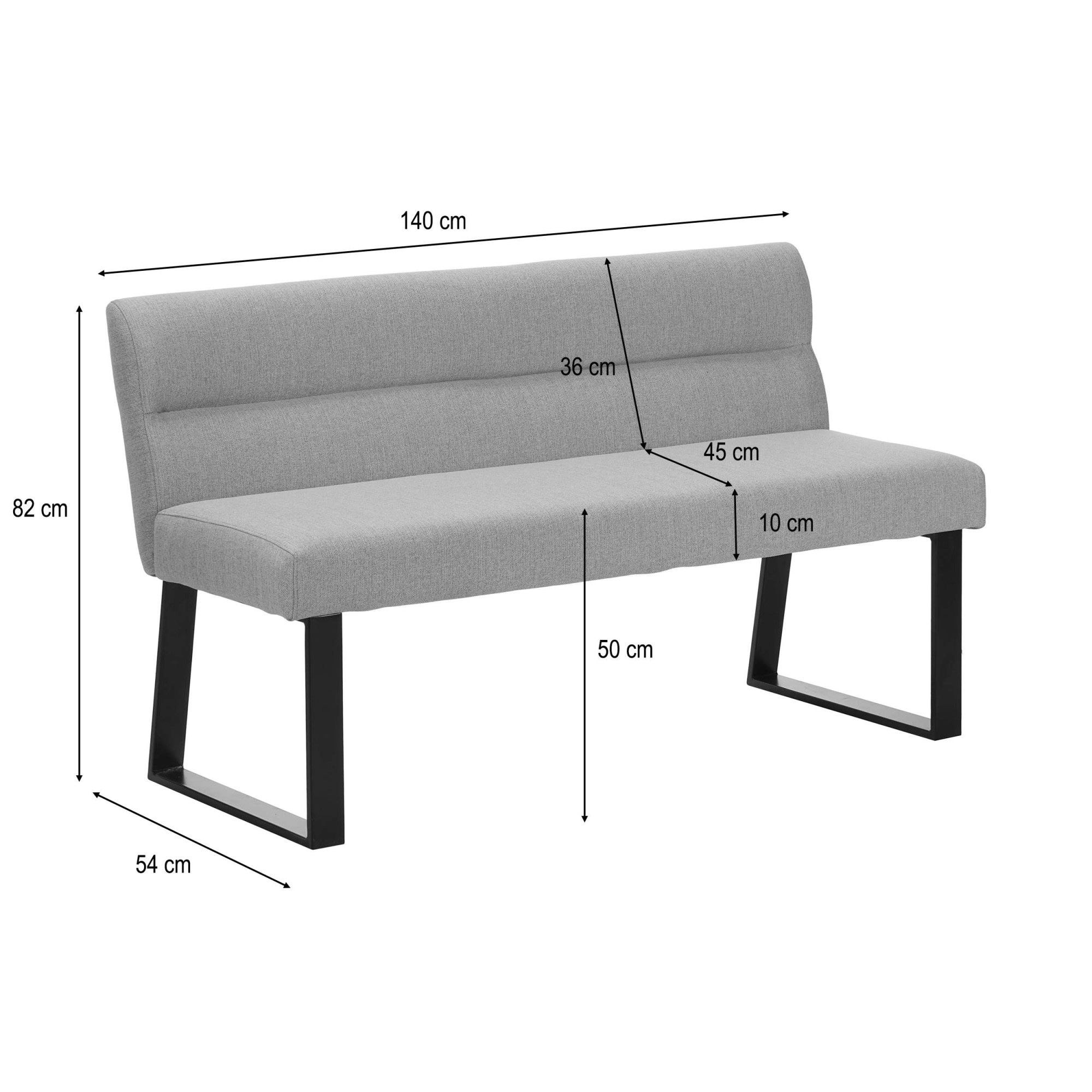 GOODproduct Banc de salle à manger »Ivanna« schwarze Metallbeine, pflegeleichtem Webstoff Bezug, Breite 140 cm