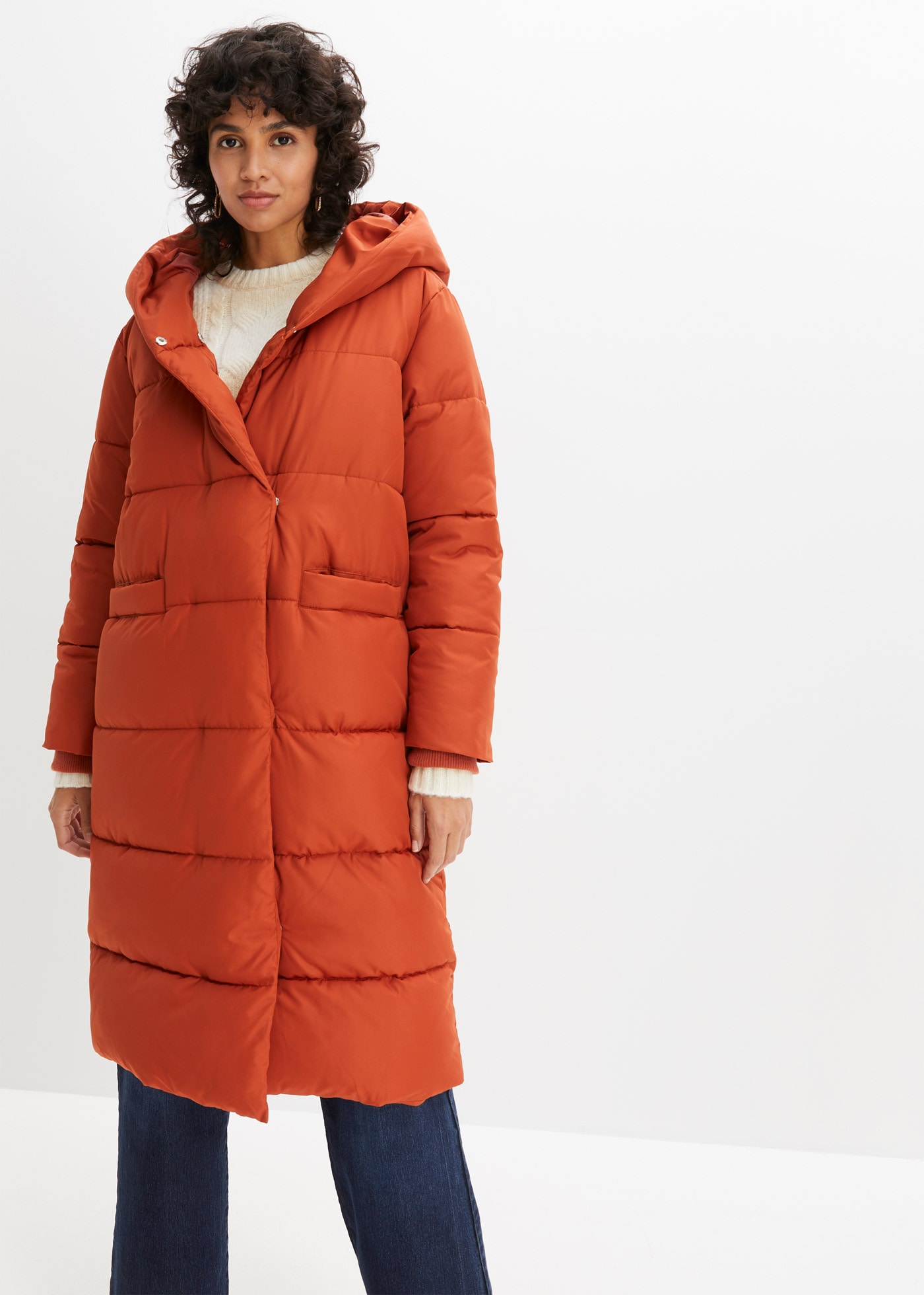 bonprix Manteau matelassé avec rembourrage épais, avec capuche, coupe oversize