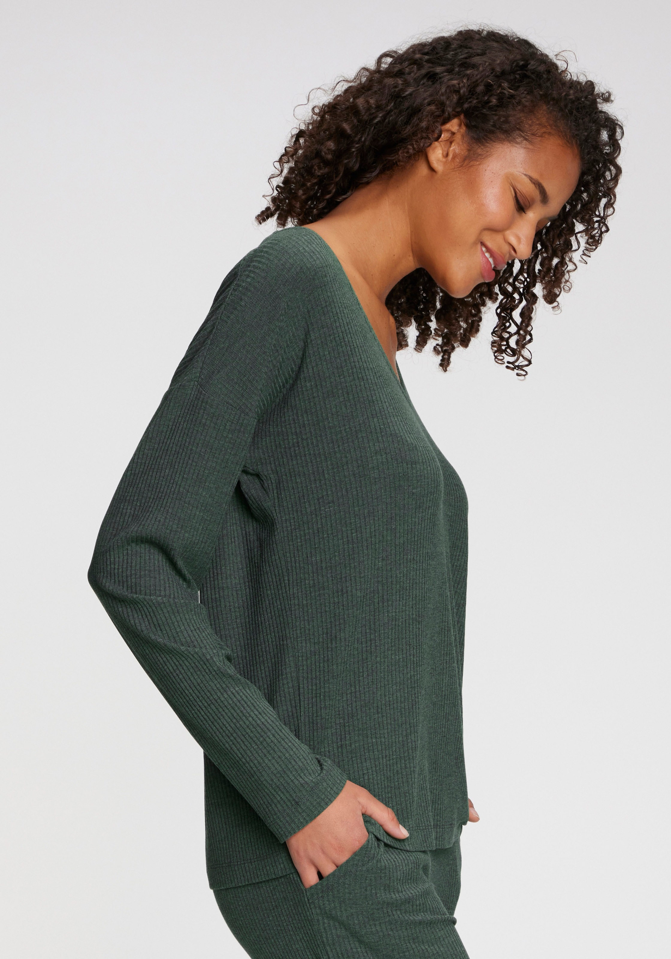 s.Oliver Pyjamaoberteil Aus weicher Rippqualität