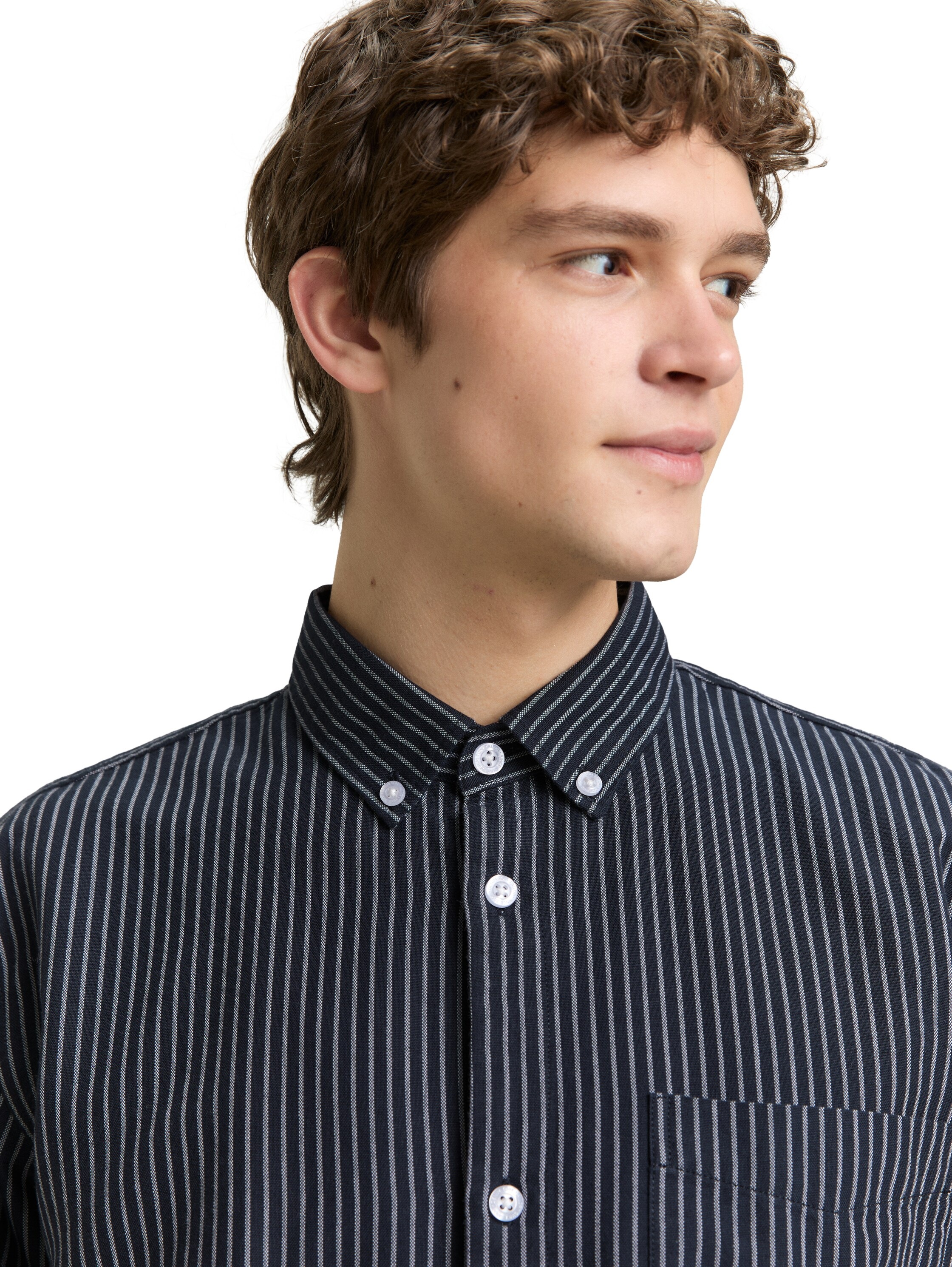 TOM TAILOR Denim Chemise à manches longues gestreift, mit Button-down-Kragen