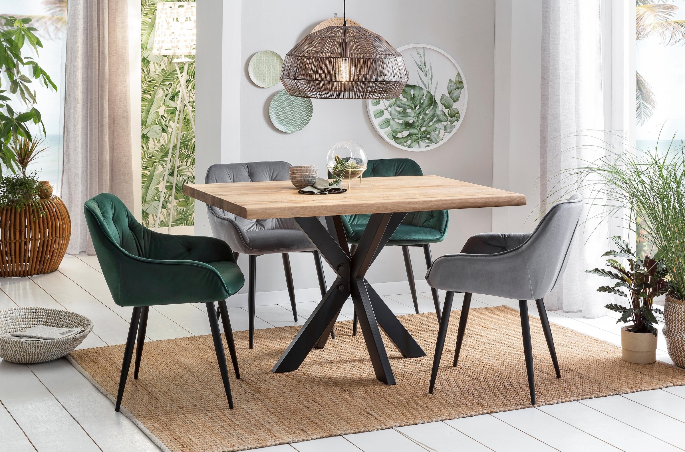 Home affaire Esstisch »Tristan« mit modernem Spider Gestell und Baumkante