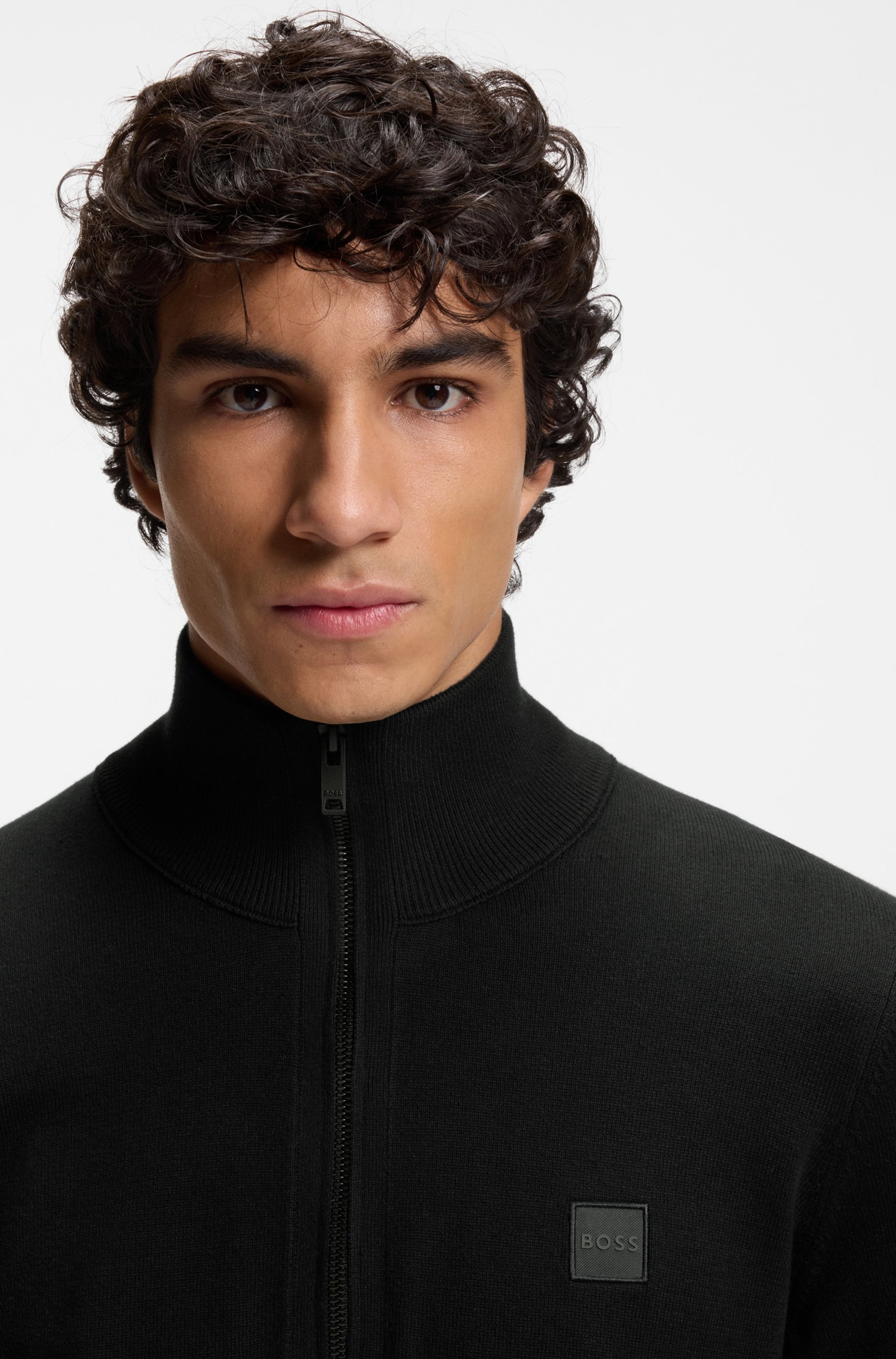 BOSS ORANGE Pull à col roulé »Kanobix« Regular fit, Stehkragen mit Reissverschluss, Ton-in-Ton Logo