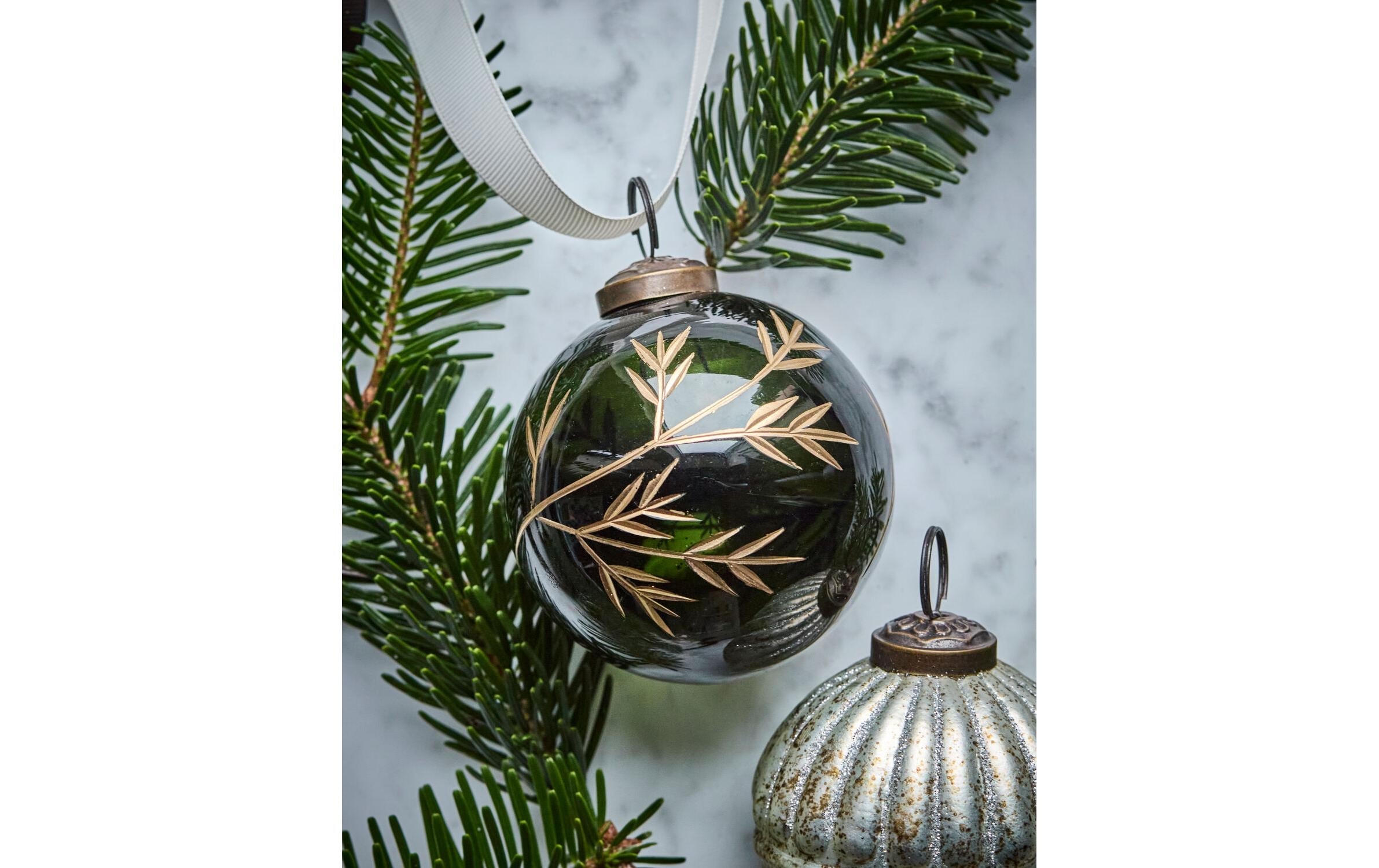 House Doctor Weihnachtsbaumkugel »House Doctor Weihnachtskugel Green Ø 7.5 cm, 4 Stück Grün/Gold«