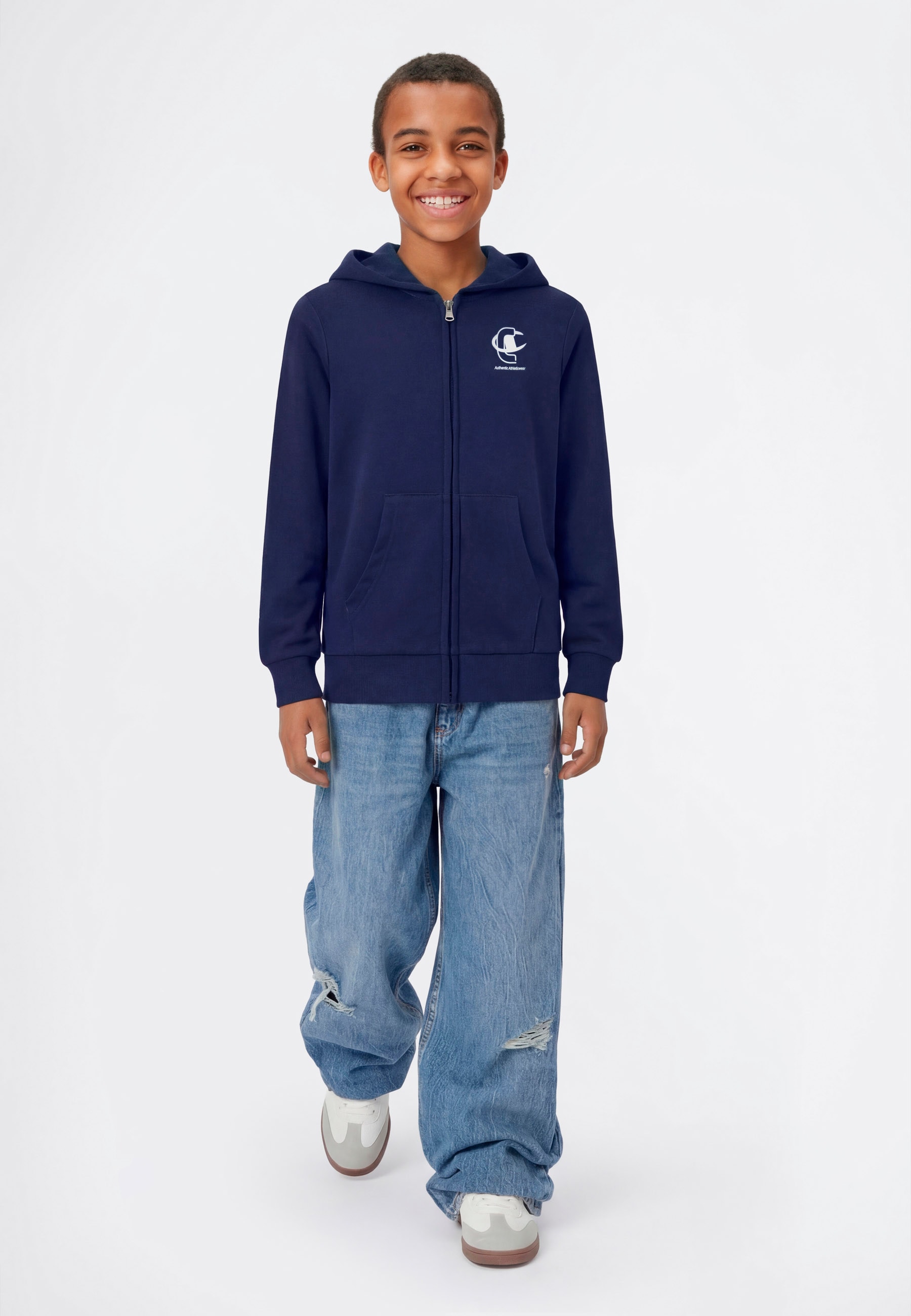 Champion Kapuzensweatjacke »Graphic Terry Full Zip Hoodie« mit Kapuze, mit Reissverschluss, für Kinder, weiches Material