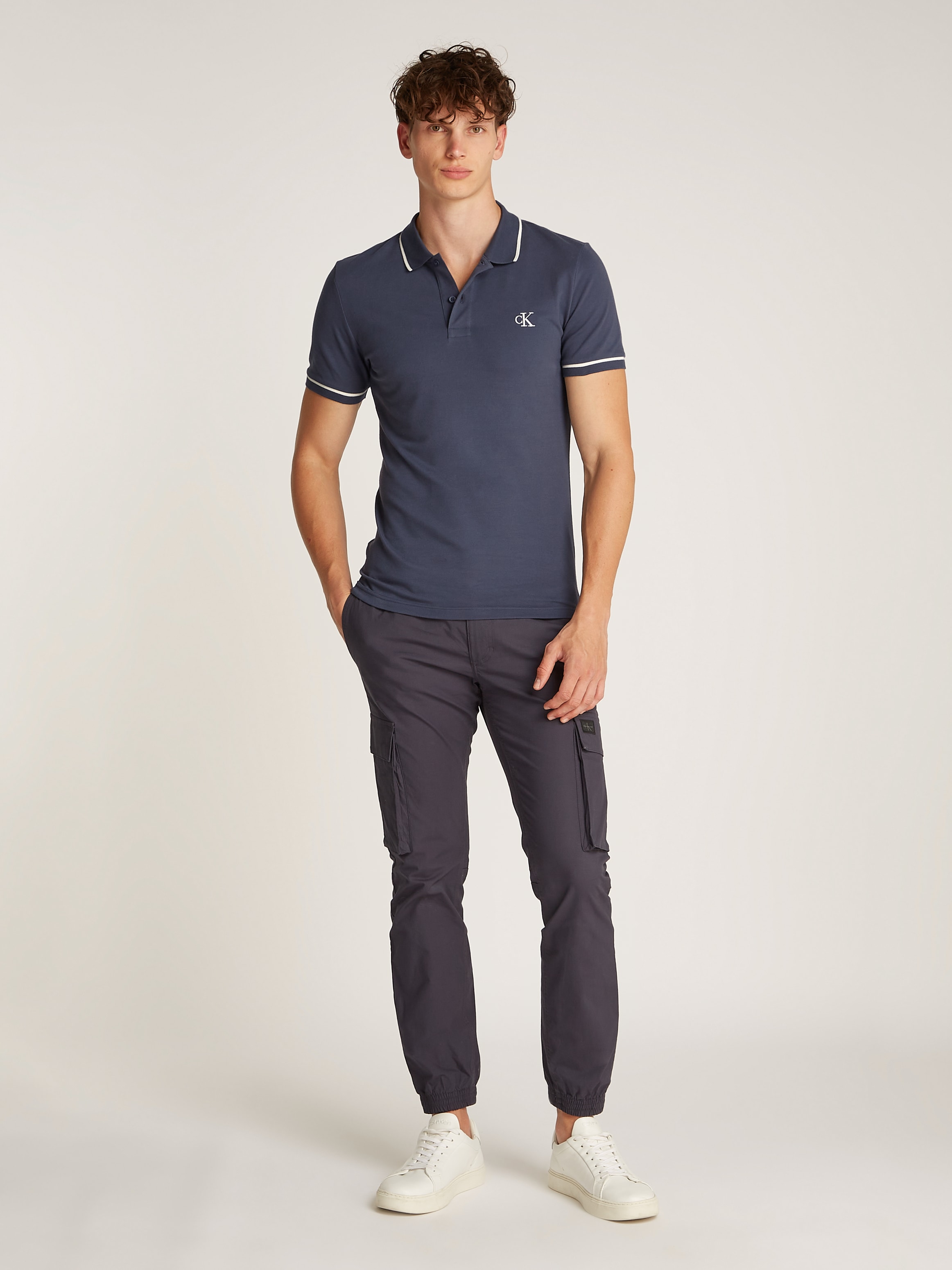 Calvin Klein Jeans Polo »TIPPING SLIM POLO« mit Logomarkenlabel