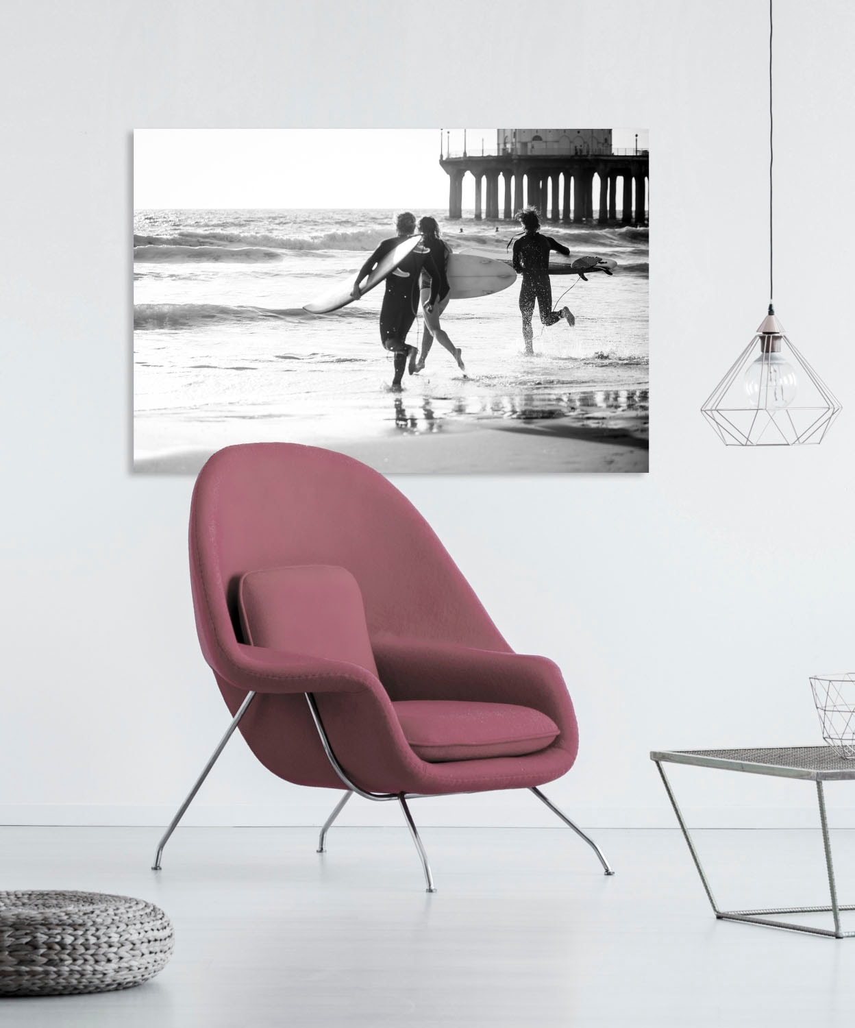 queence Tableau en verre acrylique »Surfer am Strand« Fine Art-Print in Galeriequalität