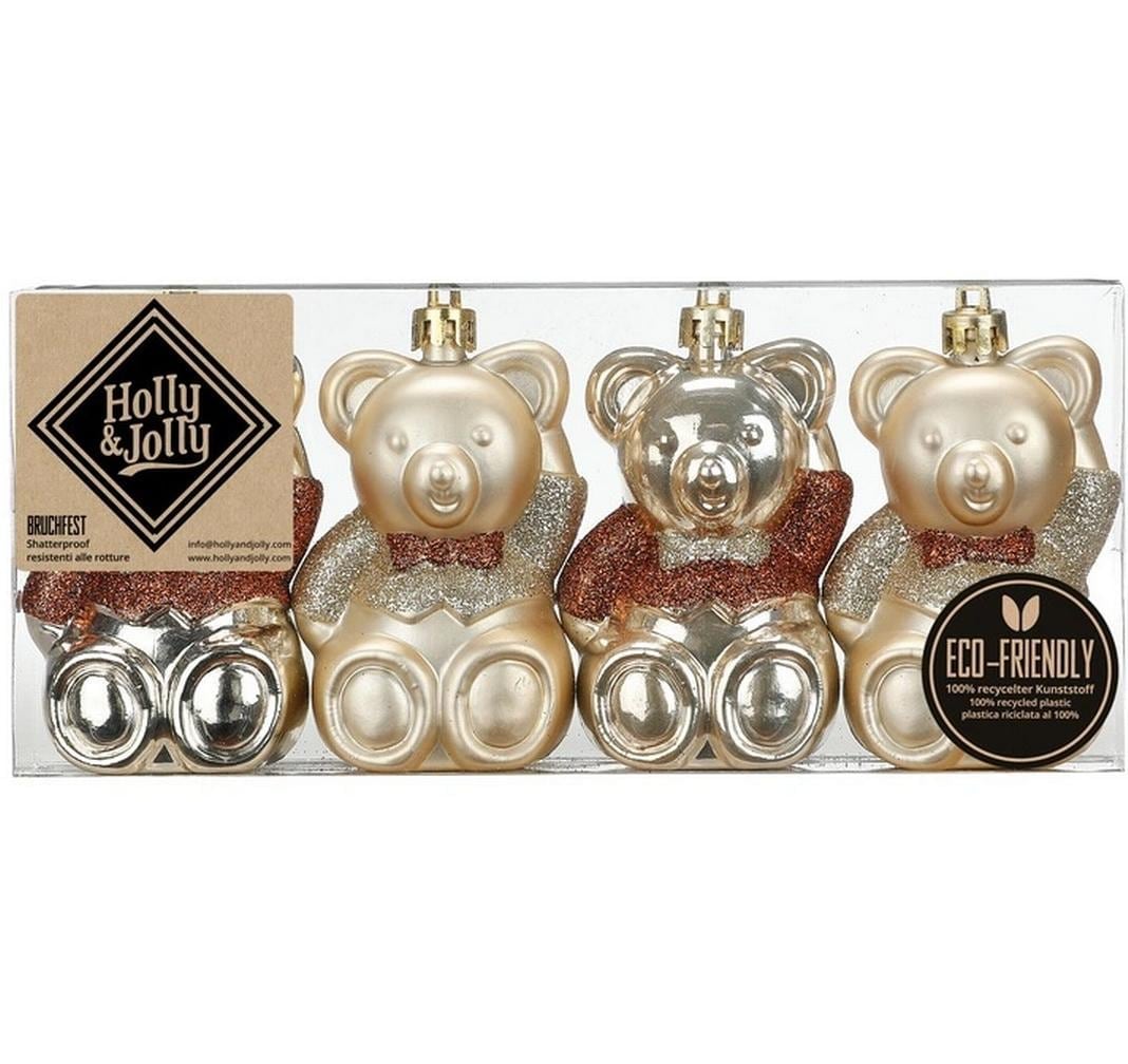   Décorations pour l'arbre de Noël »Holly & Jolly Weihnachtsschmuck Teddybär 4 Stück«