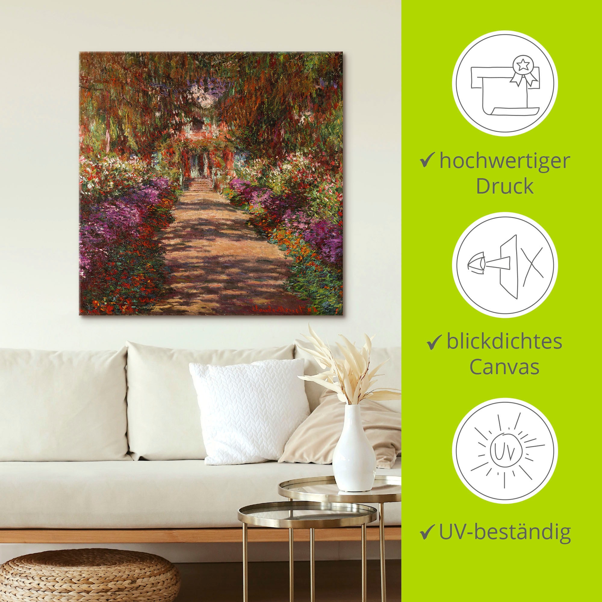Artland Wandbild »Weg in Monets Garten in Giverny. 1902« Garten 1 Stk. tlg. als Alubild, Leinwandbild in verschied. Grössen