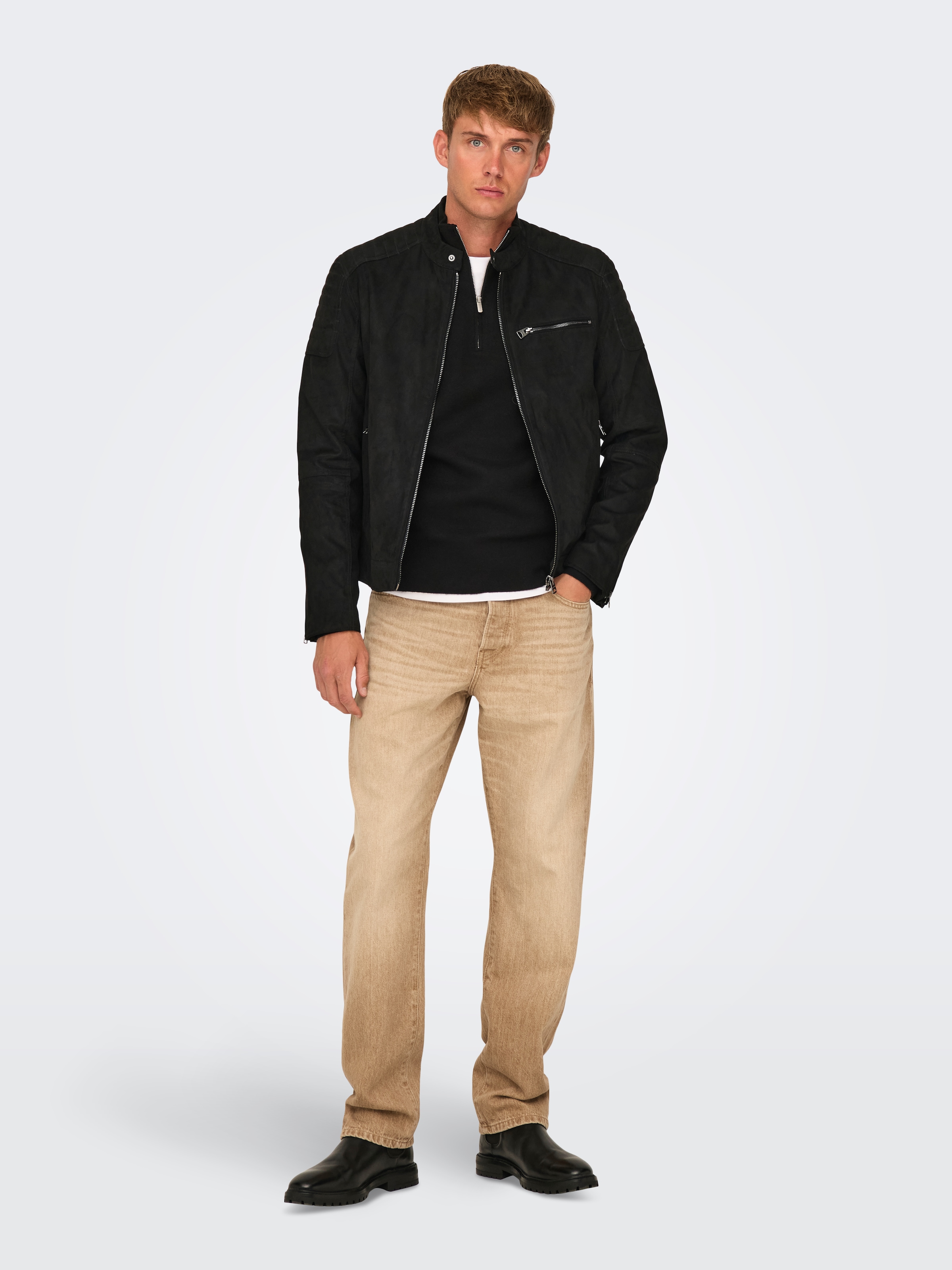 ONLY & SONS Lederimitatjacke »ONSGUS FAUX SUEDE RACER JACKET OTW NOOS« ohne Kapuze