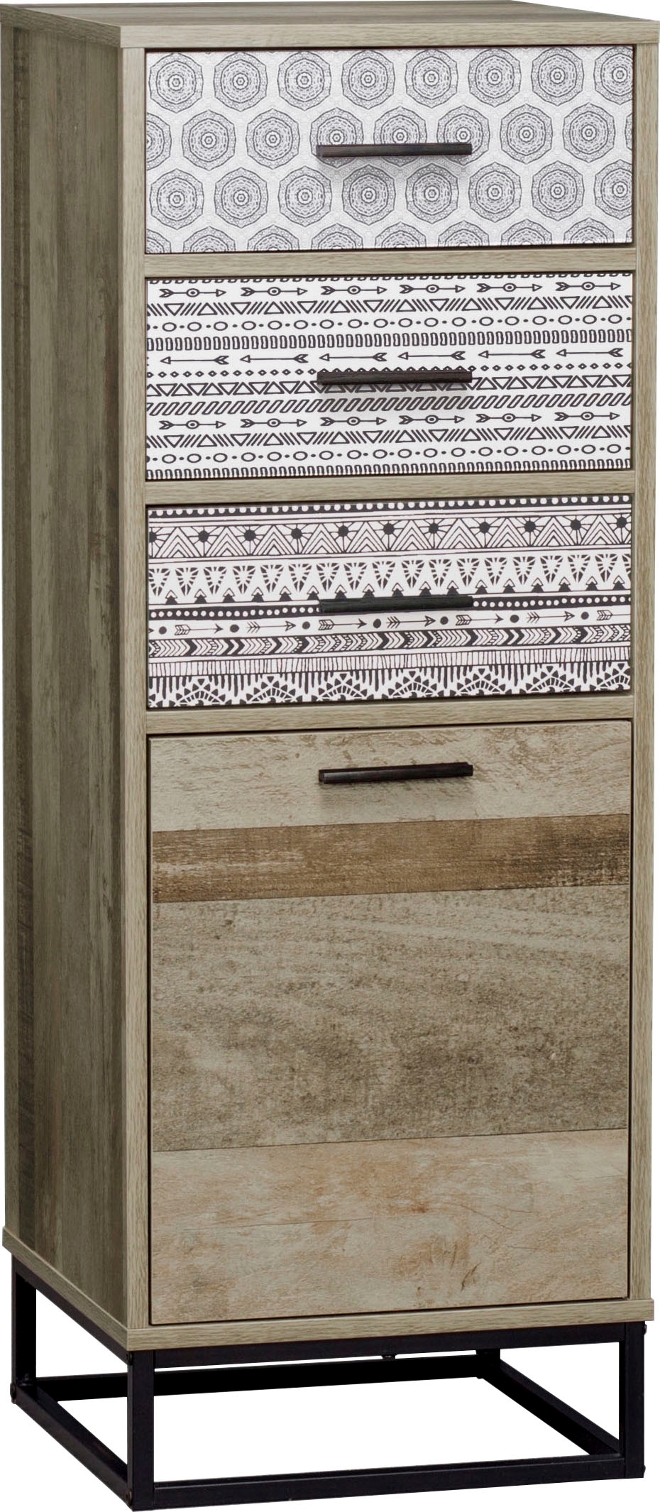 SIT Commode »Kappeln mit 3 Schubladen und Tür in Holzoptik« Façades décoratives à motifs noir et blanc dans un design scandinave