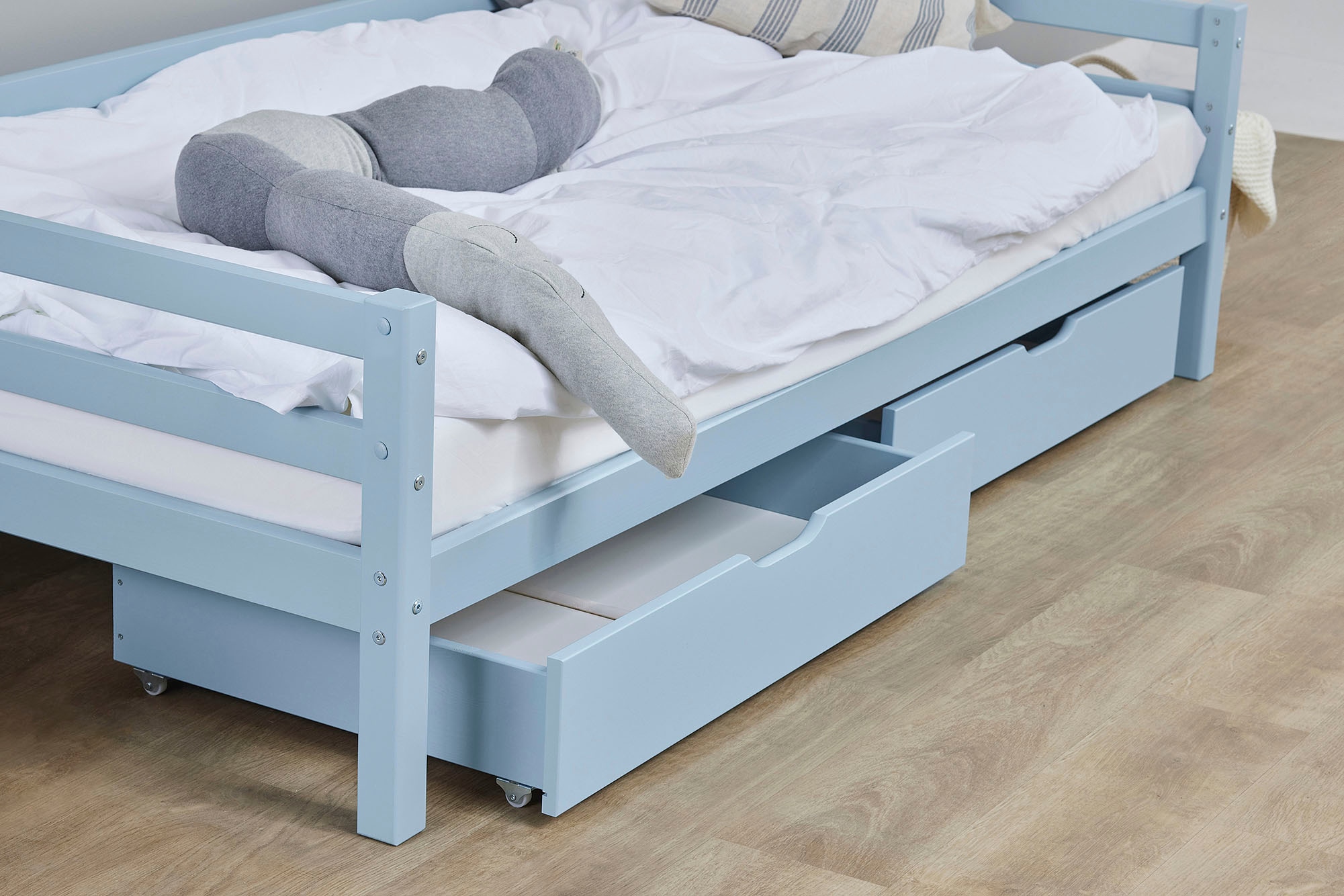 Hoppekids Lit de jour »Kinderbett ECO Dream, Einzelbett, Juniorbett 90x200« Lit,  blanc, vert, bleu, rose, gris