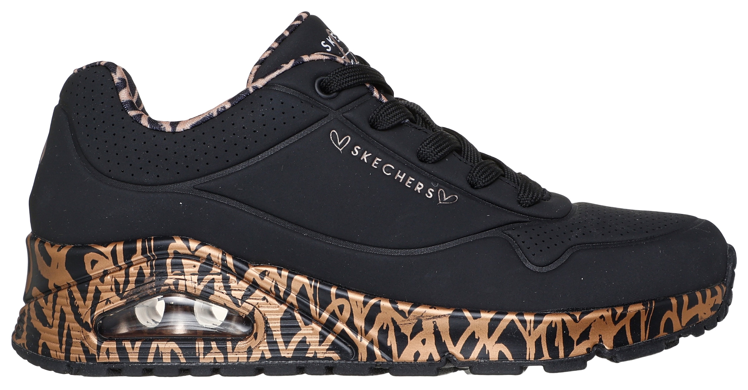 Skechers Wedgesneaker »UNO-LOVING LOVE«  Freizeitschuh, Halbschuh, Schnürschuh mit coolem Graffiti-Print