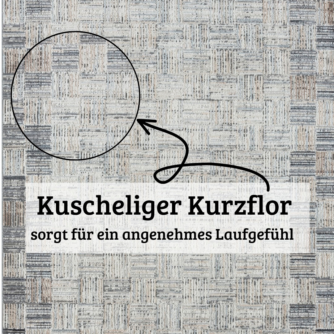 GOODproduct Teppich »Yasmin« rund 8 mm Höhe Kurzflor, modernes Design, mit Bordüre, pflegeleicht, Wohnzimmer