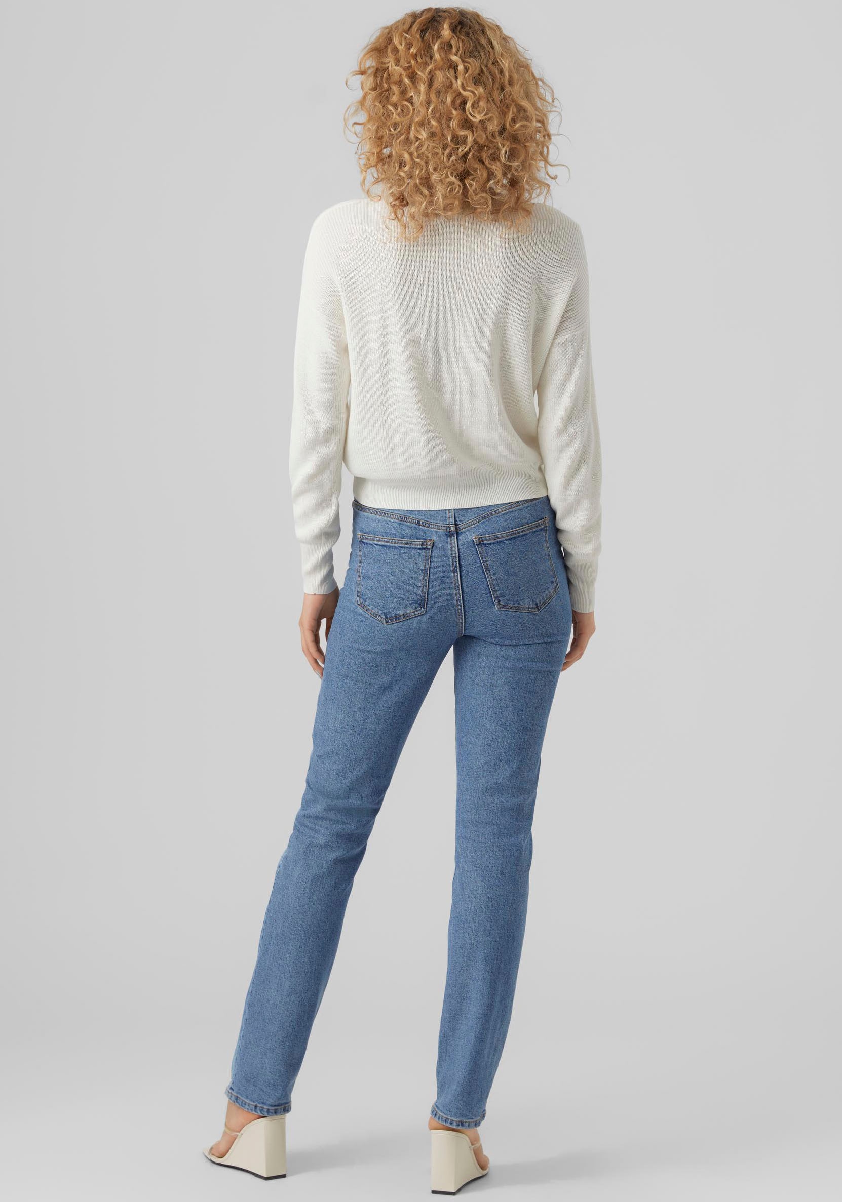 Vero Moda Strickjacke »VMNEWLEXSUN LS SHORT V-NECK CAR GA NOOS« mit Knopfleiste