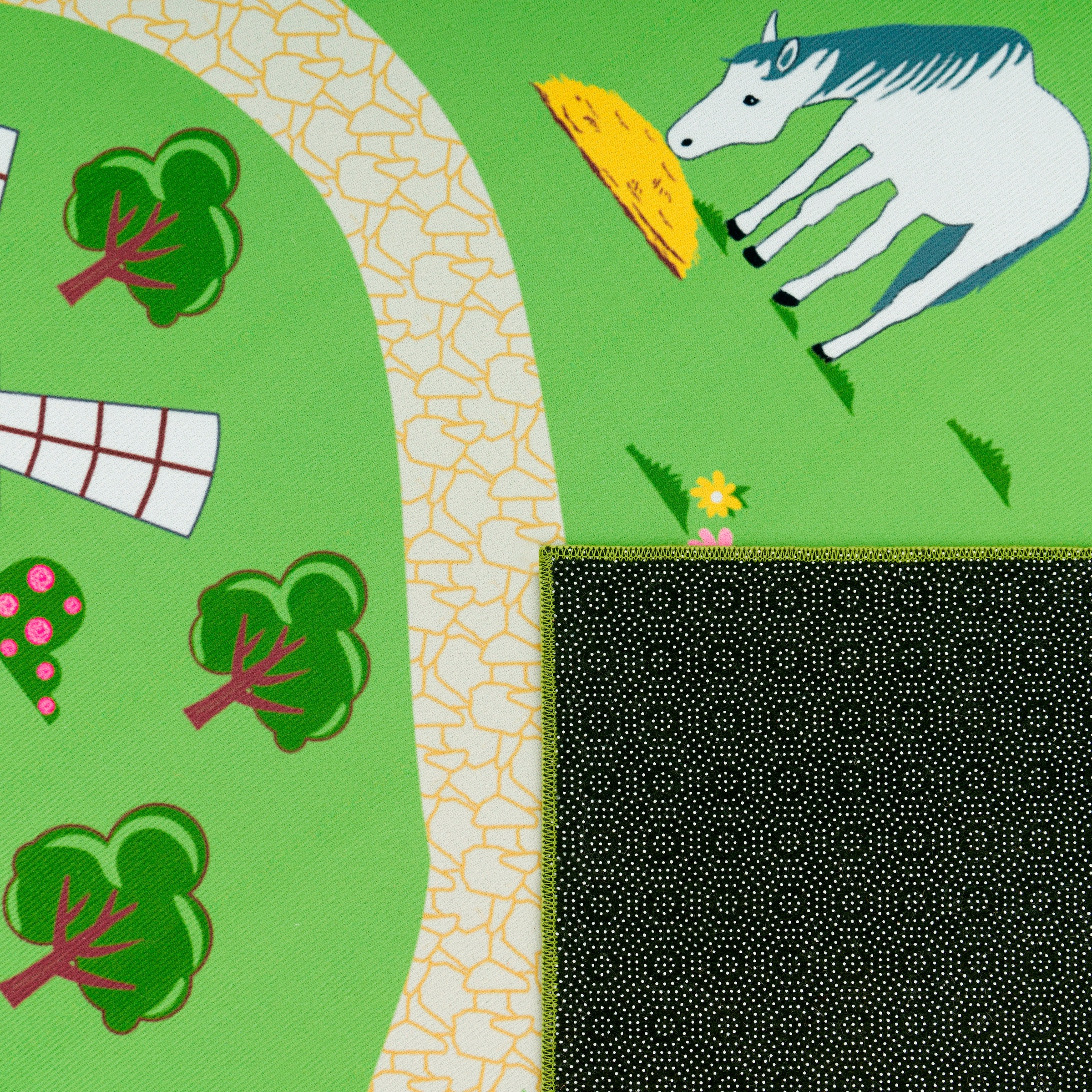 Paco Home Kinderteppich »Bino 560« rund 4 mm Höhe Kurzflor, Strassen-Spiel-Teppich, Motiv Bauernhof, Kinderzimmer