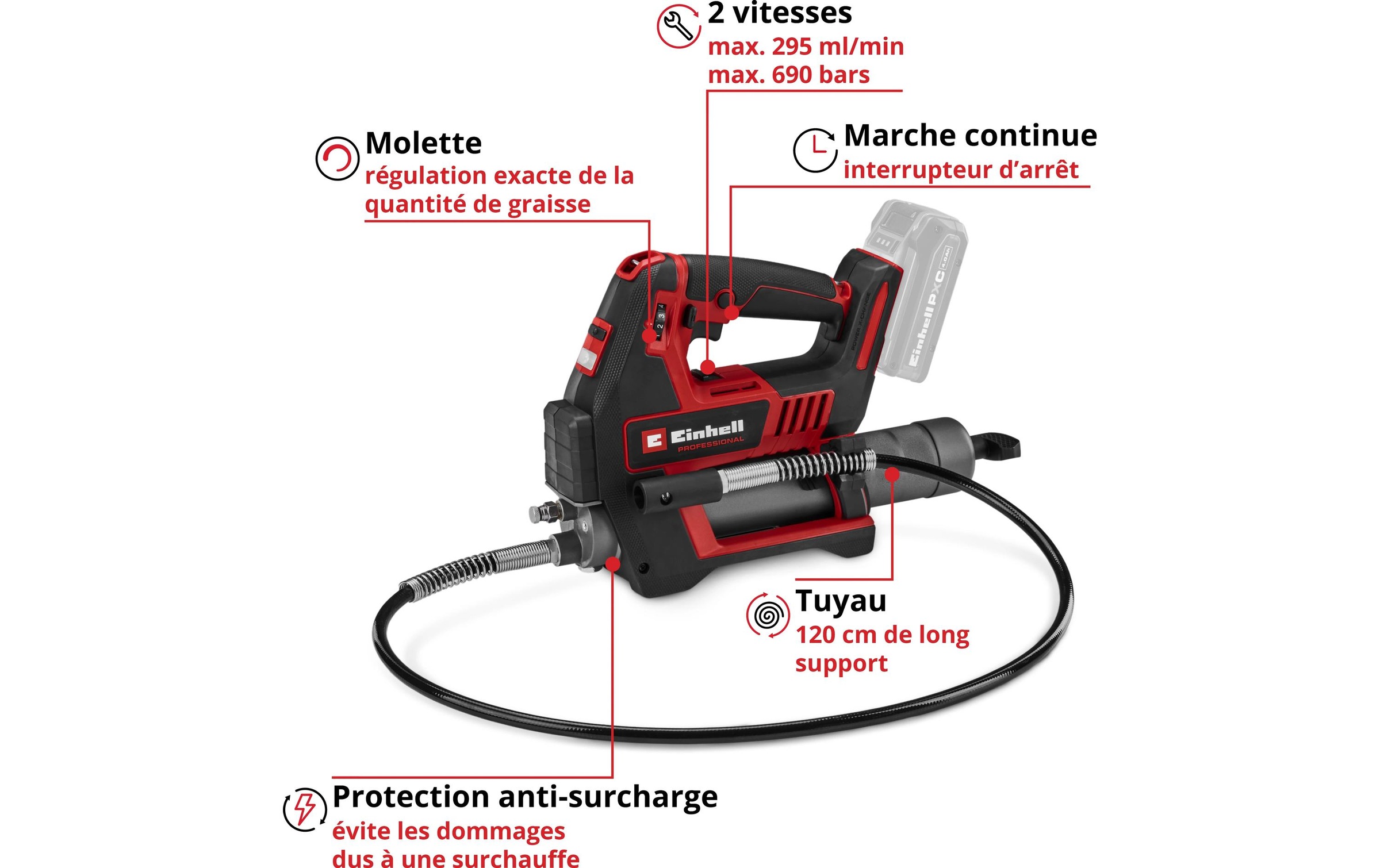 Einhell Akku-Kartuschenpistole »TP-GR 18/690 Li - Solo Akku-Fettpresse« ohne Akku und Ladegerät