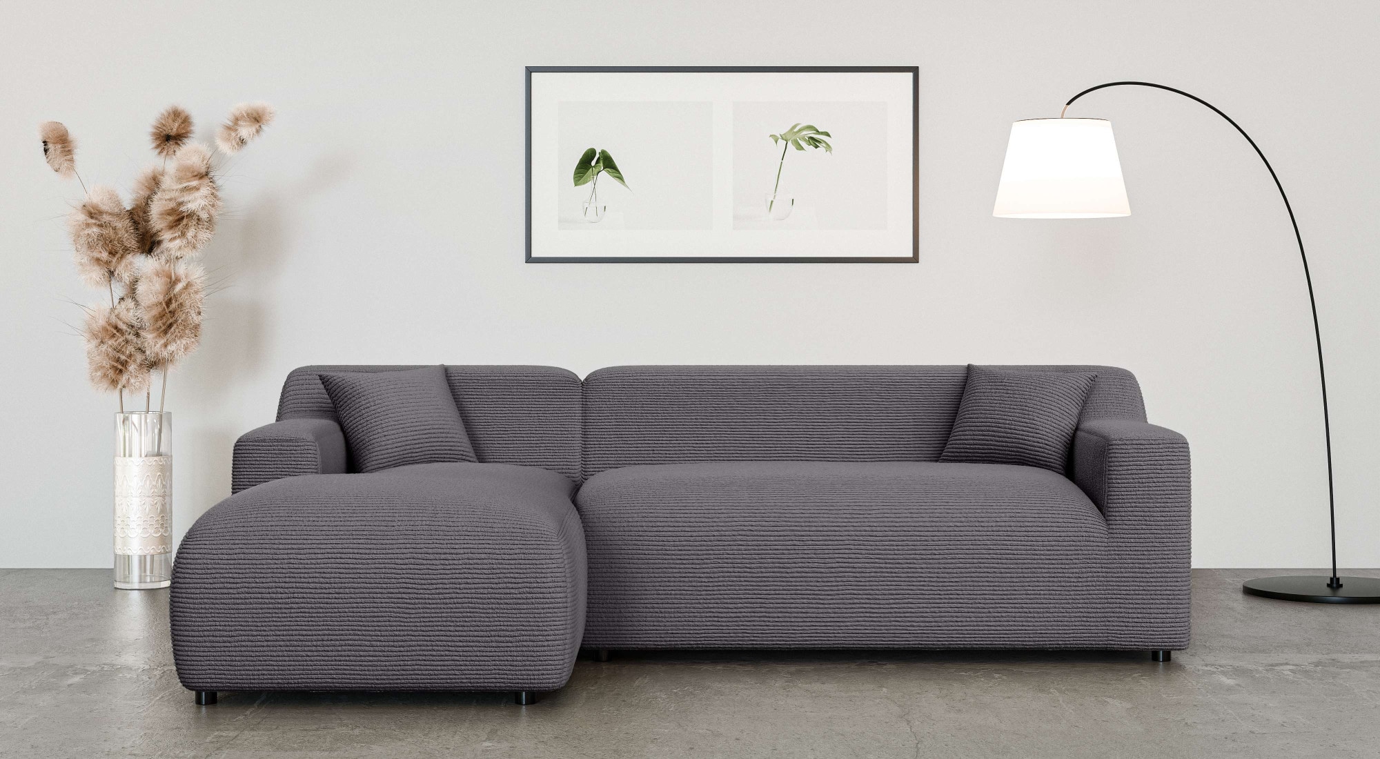 Home affaire Ecksofa »LILLIANA Designsofa, L-Form mit Recamiere rechts/links bestellbar« L-Form mit Wellenunterfederung, Masse B/T/H: 256/160/76 cm