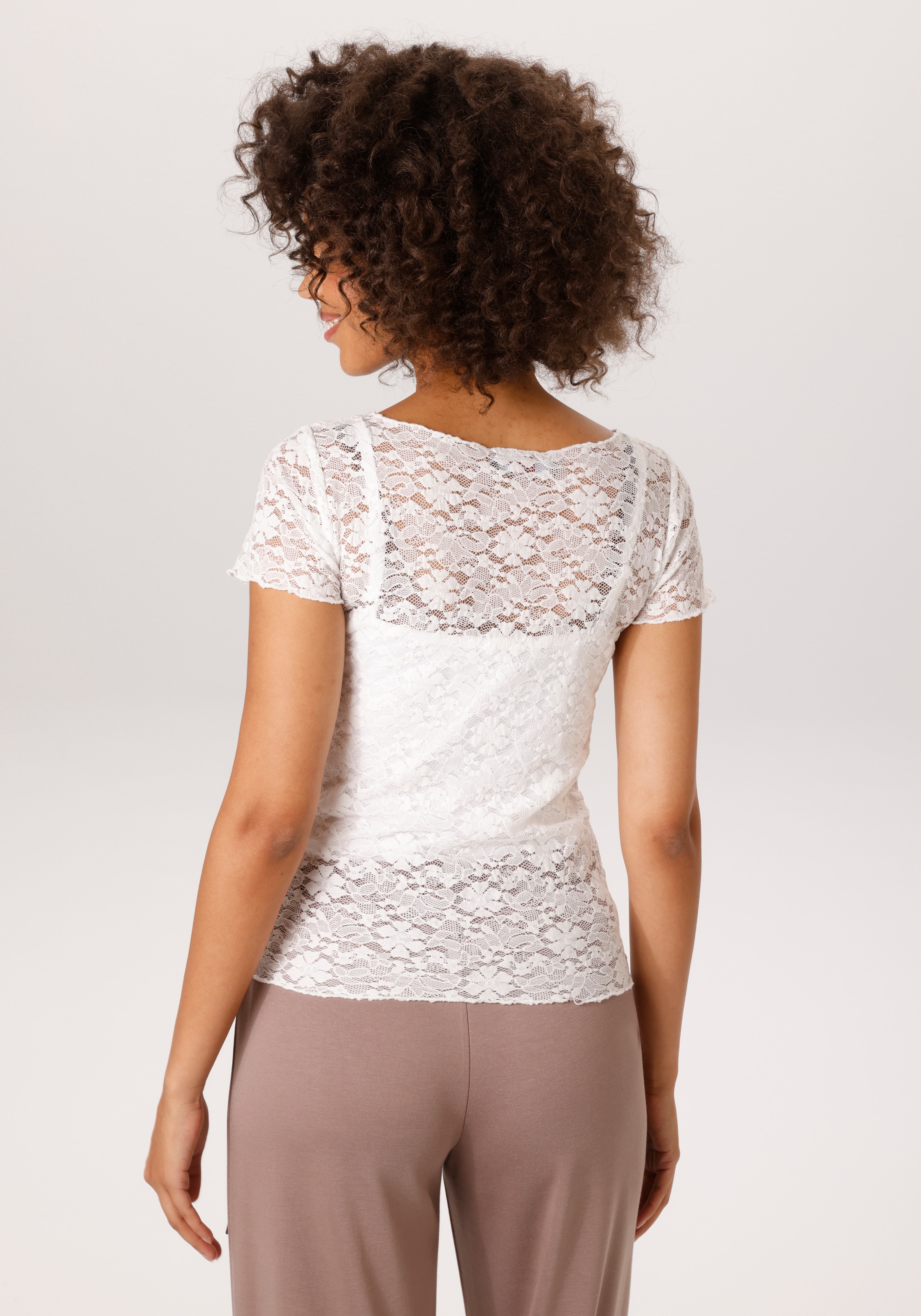 Aniston CASUAL T-Shirt aus floraler Häkelspitze - NEUE KOLLEKTION