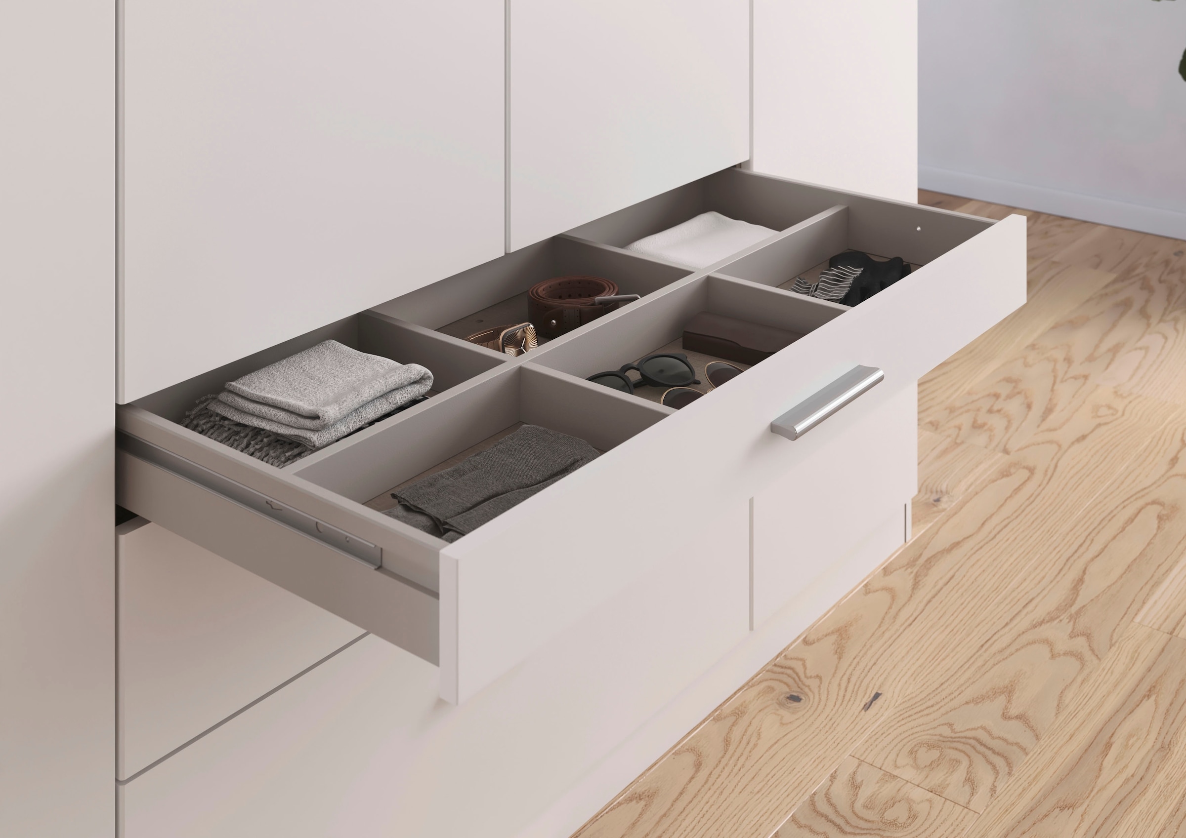 rauch Kleiderschrank »Schrank Drehtürenschrank Garderobe Ankleide Schlafzimmer HILDESHEIM« Breiten: 185/275 cm, Höhe 231 cm,  oberste Schublade mit praktischer Facheinteilung MADE IN GERMANY