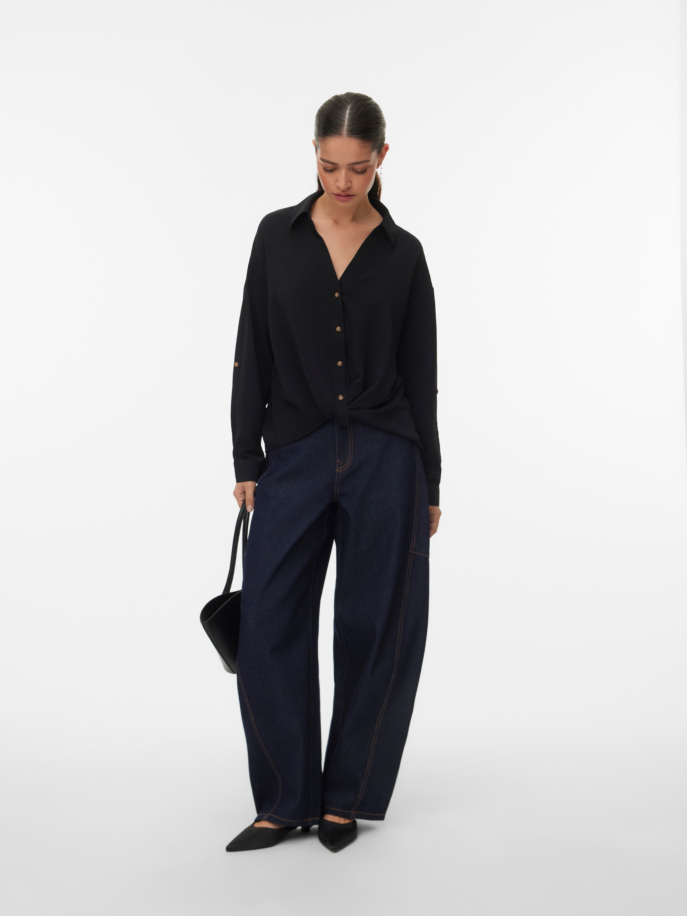 Vero Moda Blouse chemise »VMIZZY LS DETAIL SHIRT WVN BTQ GA« mit geknoteter Front