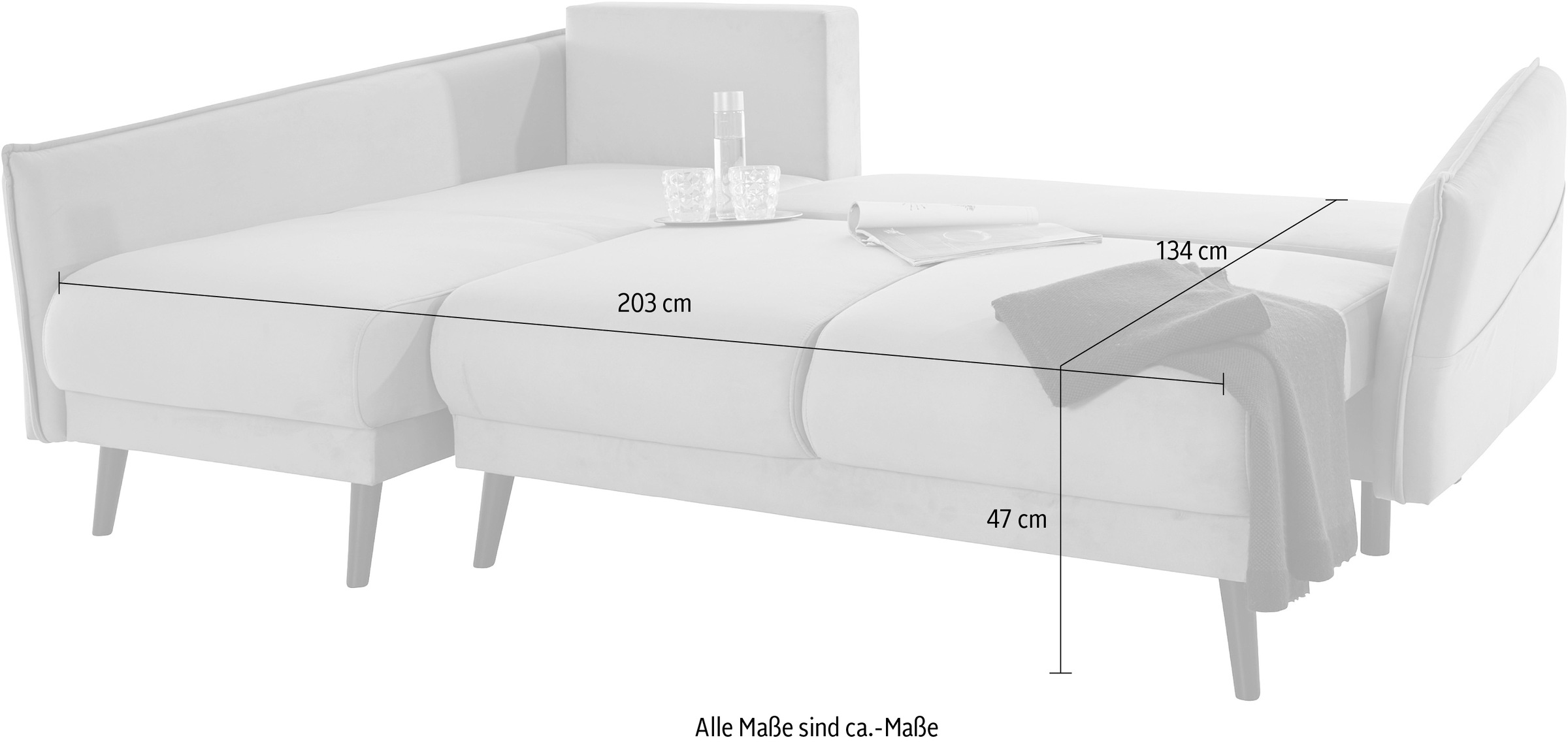 Home affaire Ecksofa »Asra L-Form« incl. Bettfunktion und Bettkasten, Seitentasche im Armteil, Federkern