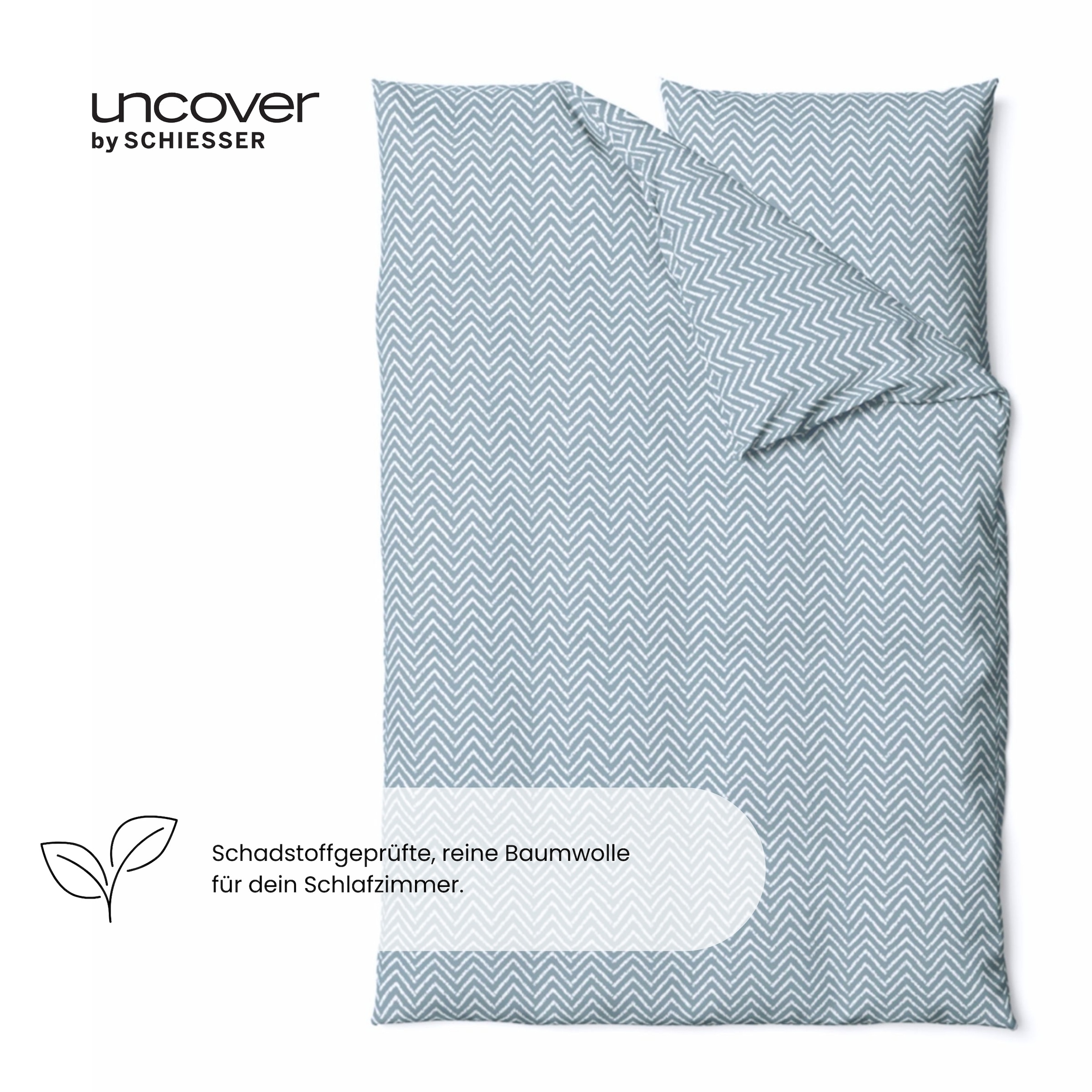 uncover by SCHIESSER Linge de lit »Grebur aus weicher Baumwolle mit einem dezenten Zickzackmuster« 2 cuis Made in Green