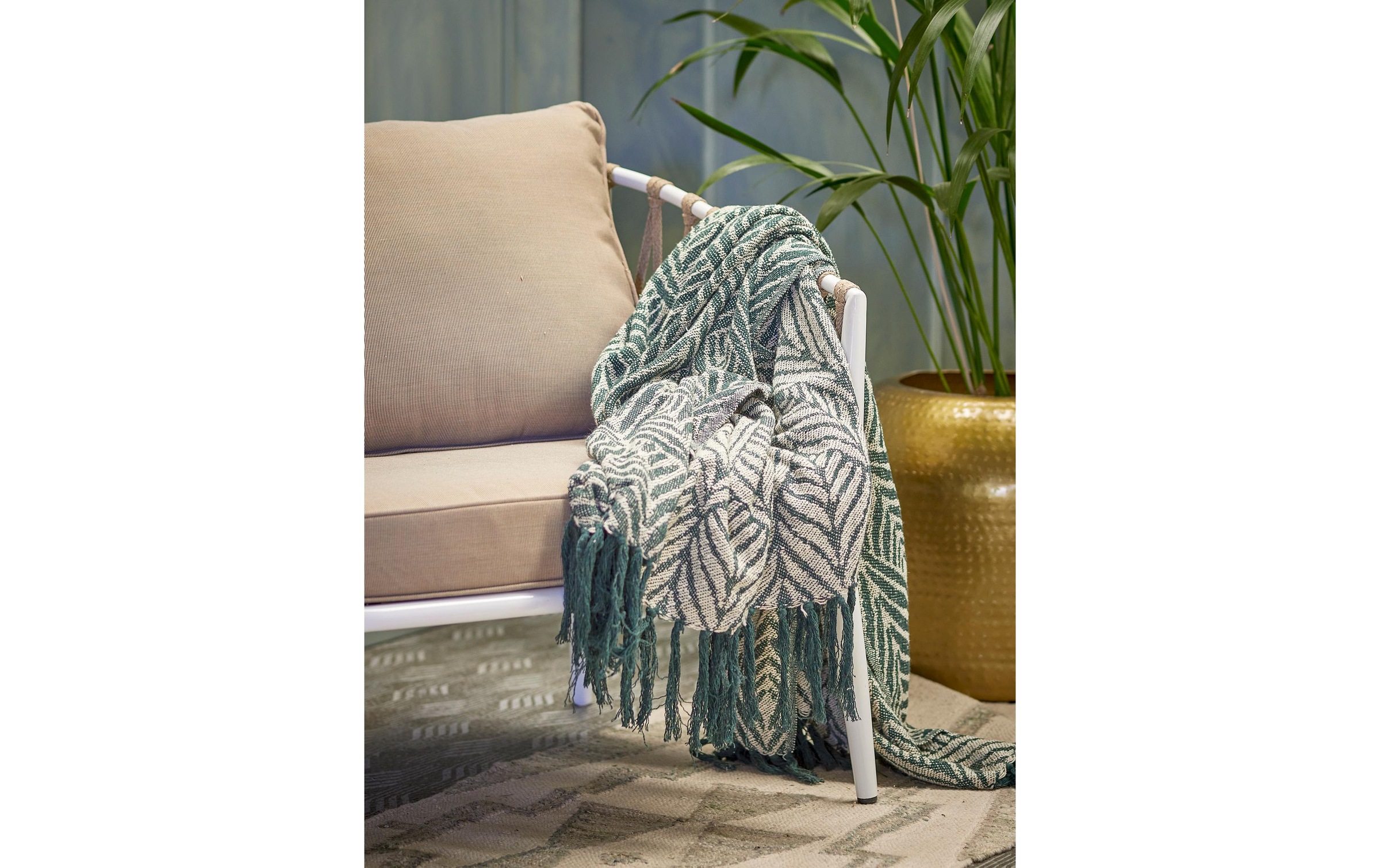 Bloomingville Wohndecke »Ugento 160 x 130 cm« Wohndecke aus recycelter Baumwolle