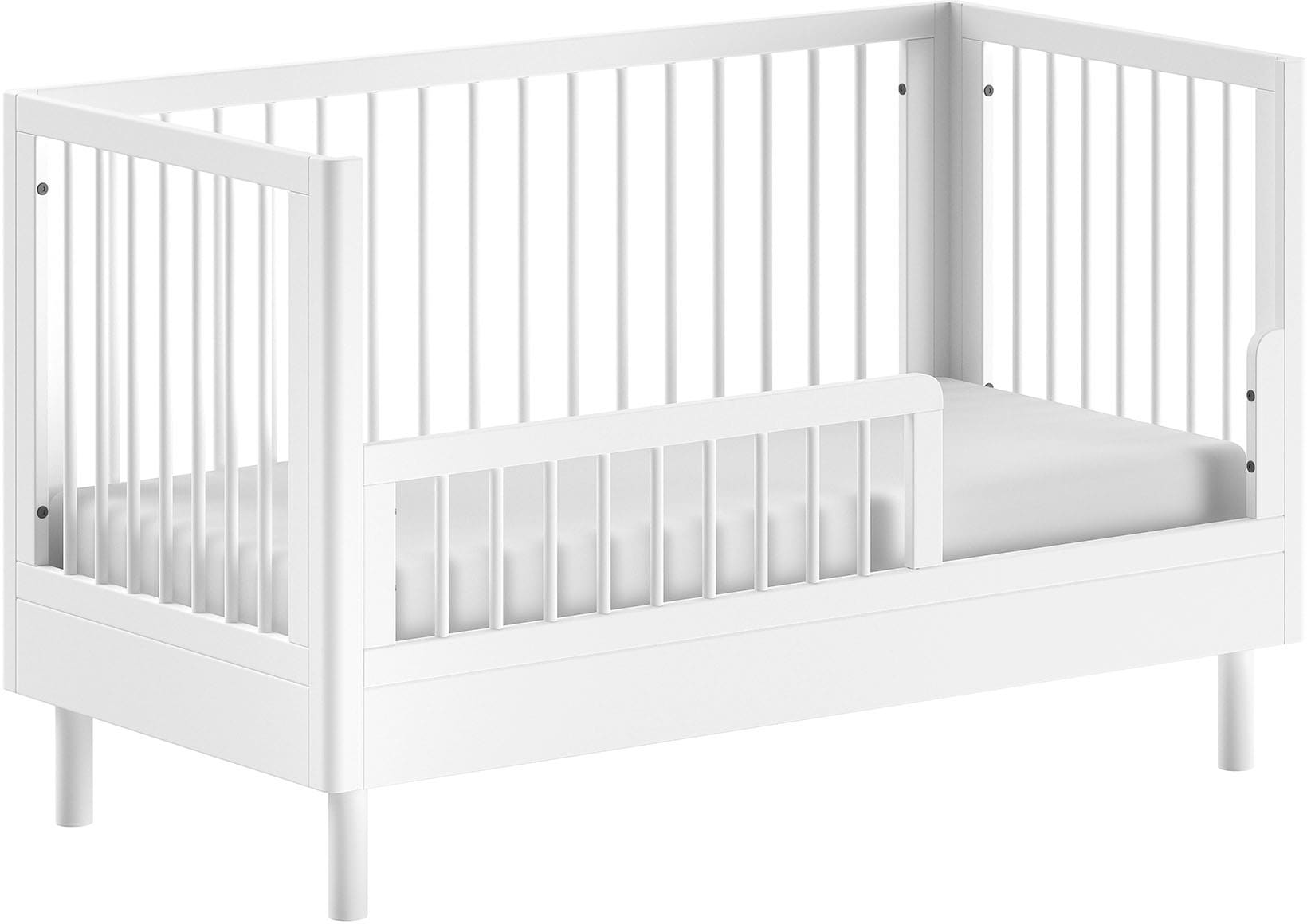 Vipack Lit bébé »Forrest, aus massiver Buche weiss lackiert, zeitloses Design« sommier à lattes réglable en hauteur en 3 positions, très stable