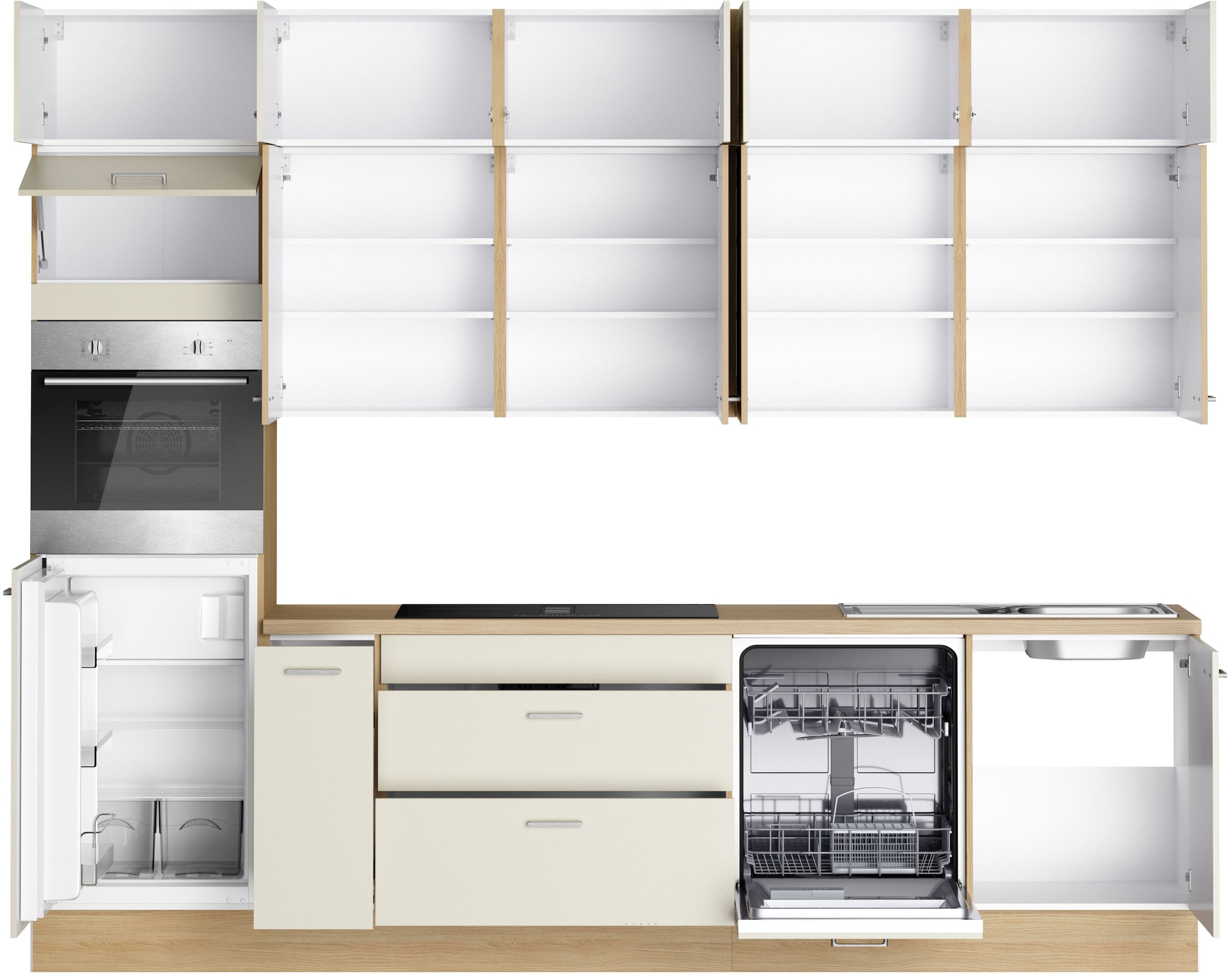KOCHSTATION Kitchenette »KS-Lucy« Breite 300 cm, Soft-Close, inkl. Zubehör, wahlweise mit E-Geräten