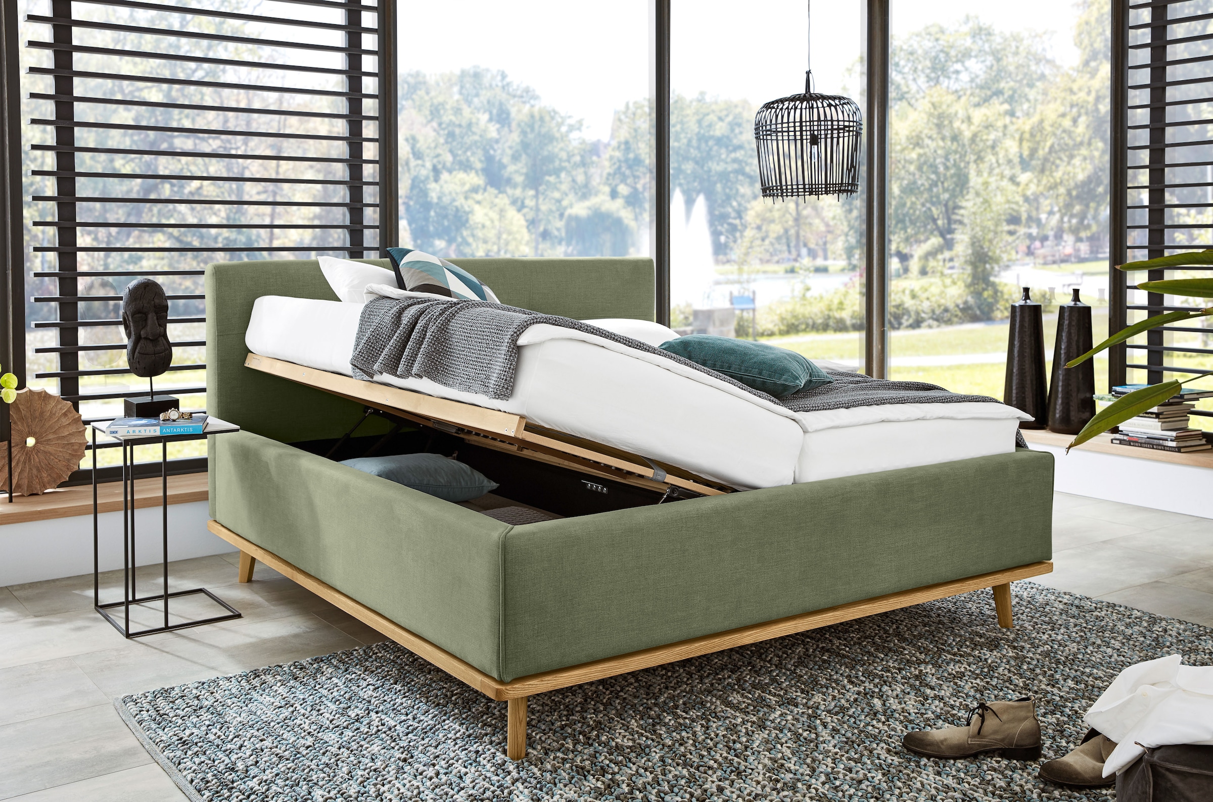 Musterring Lit rembourré »Delphi« Eicherahmen massiv, Kopfteil mit Steppung