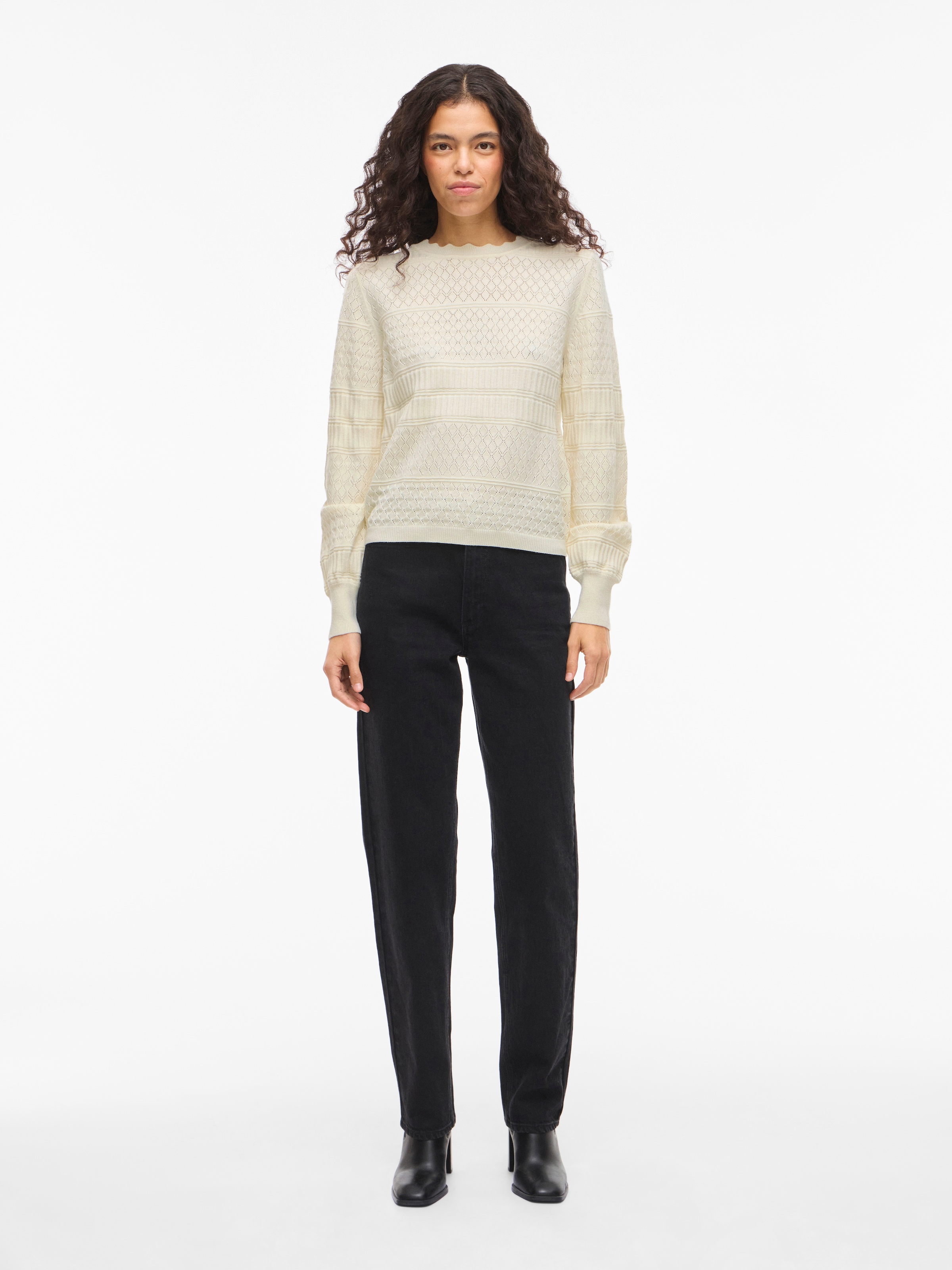 Vila Pull en tricot »VIMILOS L/S O-NECK POINTELLE TOP - NOOS«