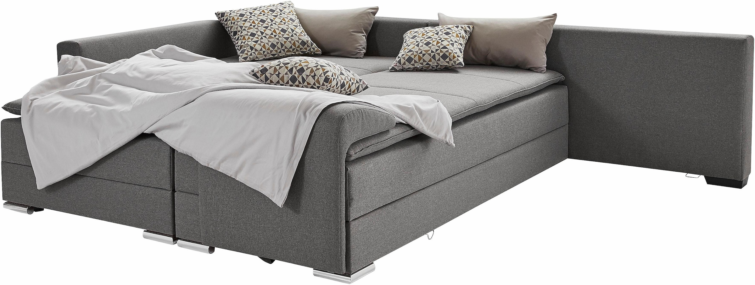 Home affaire Canapé d'angle »Night & Day L-Form, B: 324 cm, mit Dauer-Schlaffunktion und Armlehne« inkl. Bettfunktion & Bettkasten, Boxspringbett 180x200 cm