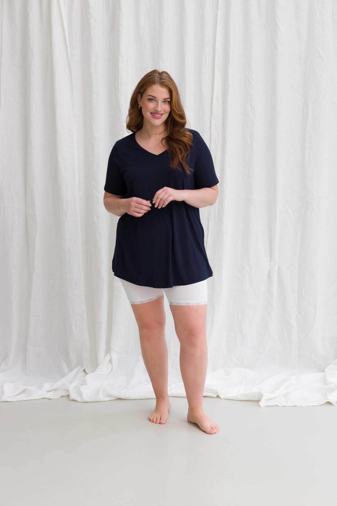 Base Level Curvy Pantalon cycliste »Ava«  mit Spitzenkante