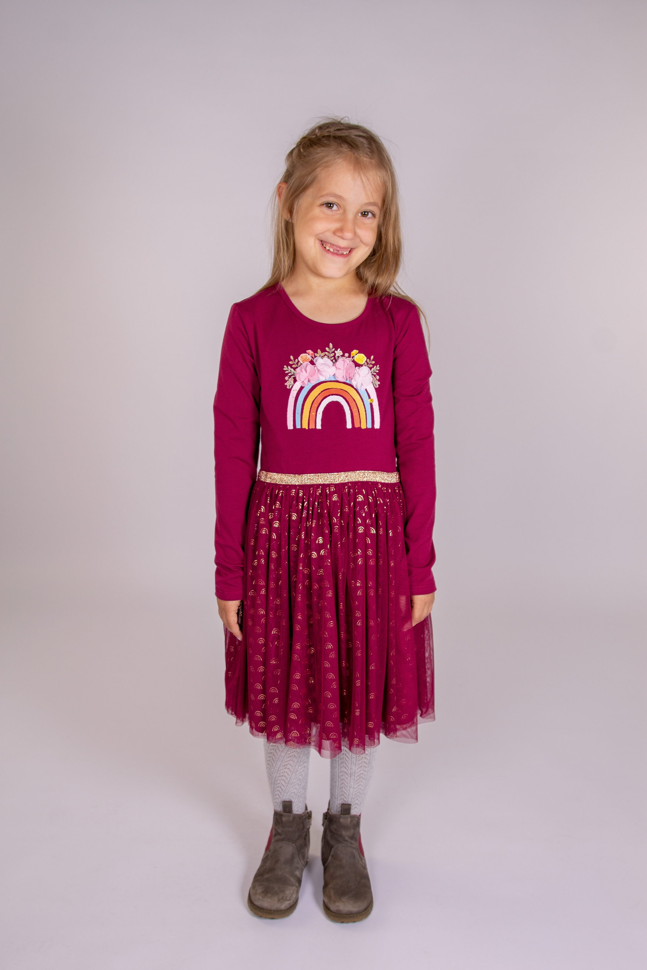 happy girls Robe en jersey mit Tüllrock und hochwertiger Blütenapplikation auf dem Frontmotiv