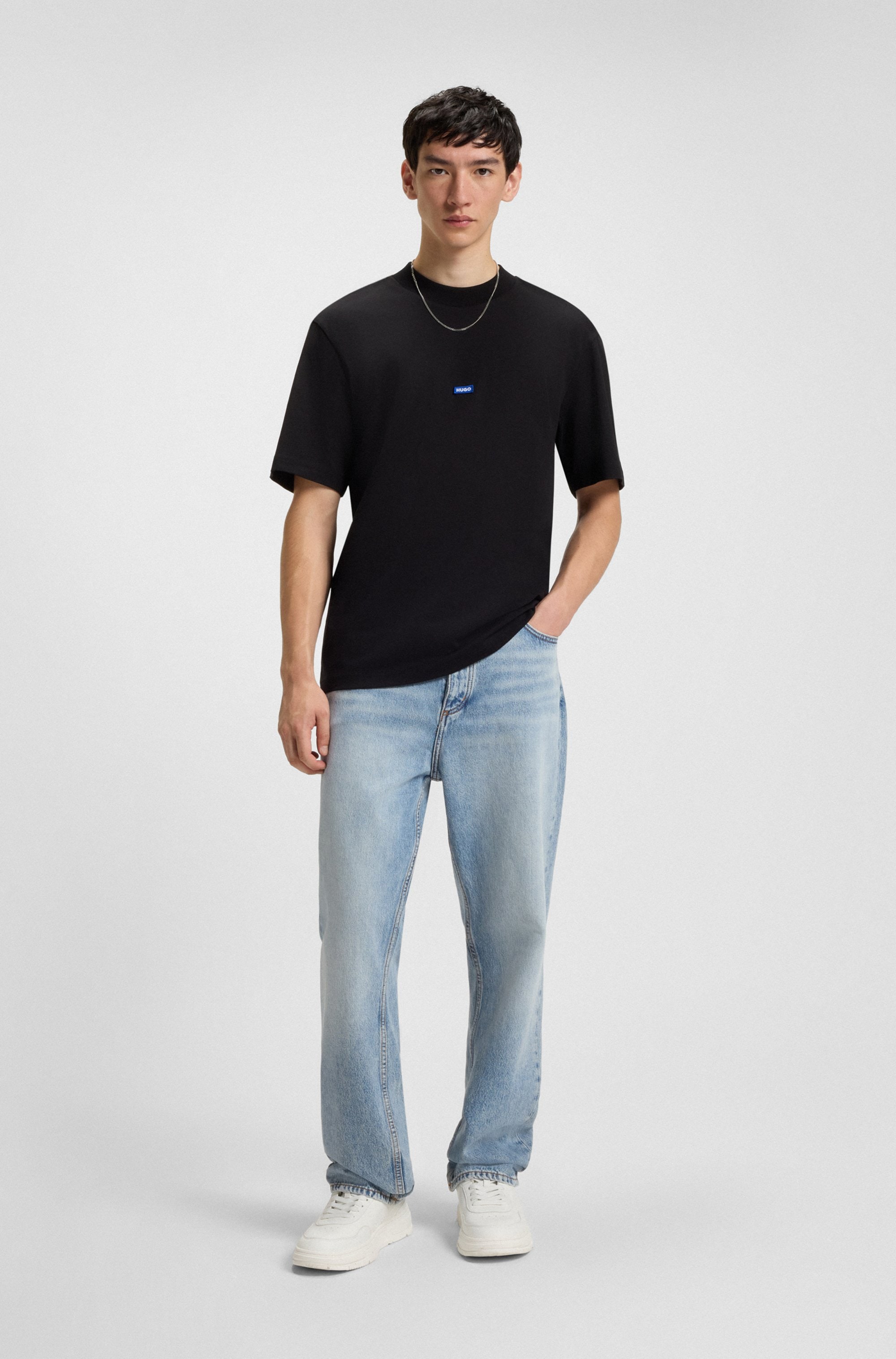 HUGO Blue Jeans loose fit »Nate« in heller Waschung