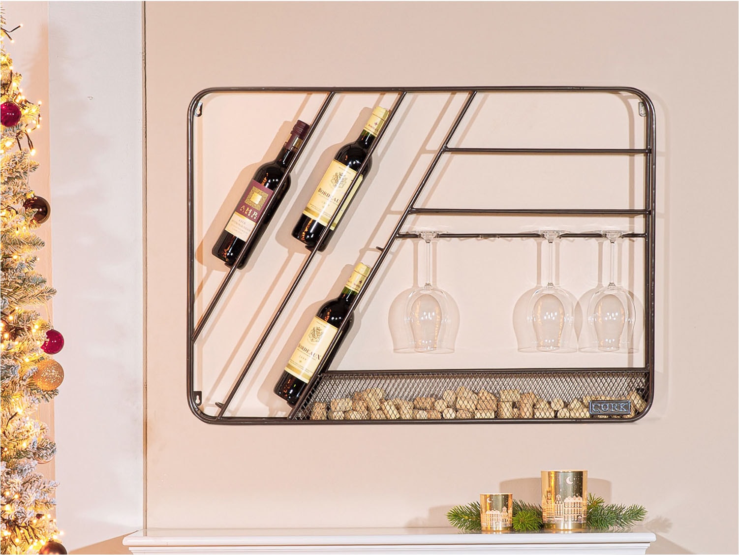 GILDE Étagère à vin »Weinregal rechteckig Cork« mit Weinglashalterung