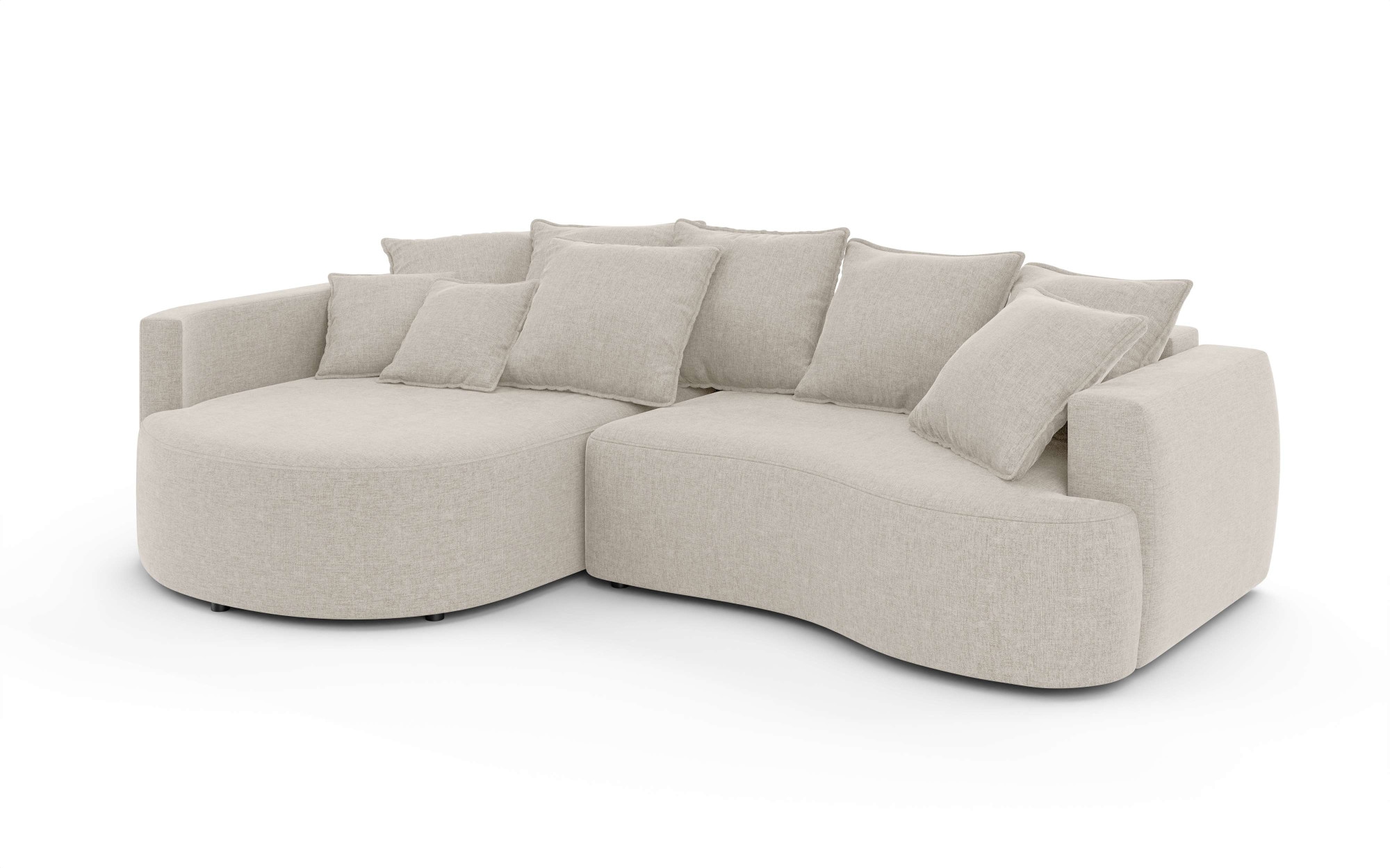 Home affaire Ecksofa »Kahekili, Schlafsofa mit Bettkasten, Masse B/T/H: 255/181/90/ cm« L-Form mit Wellenunterfederung, 7 Rückenkissen und 2 Zierkissen