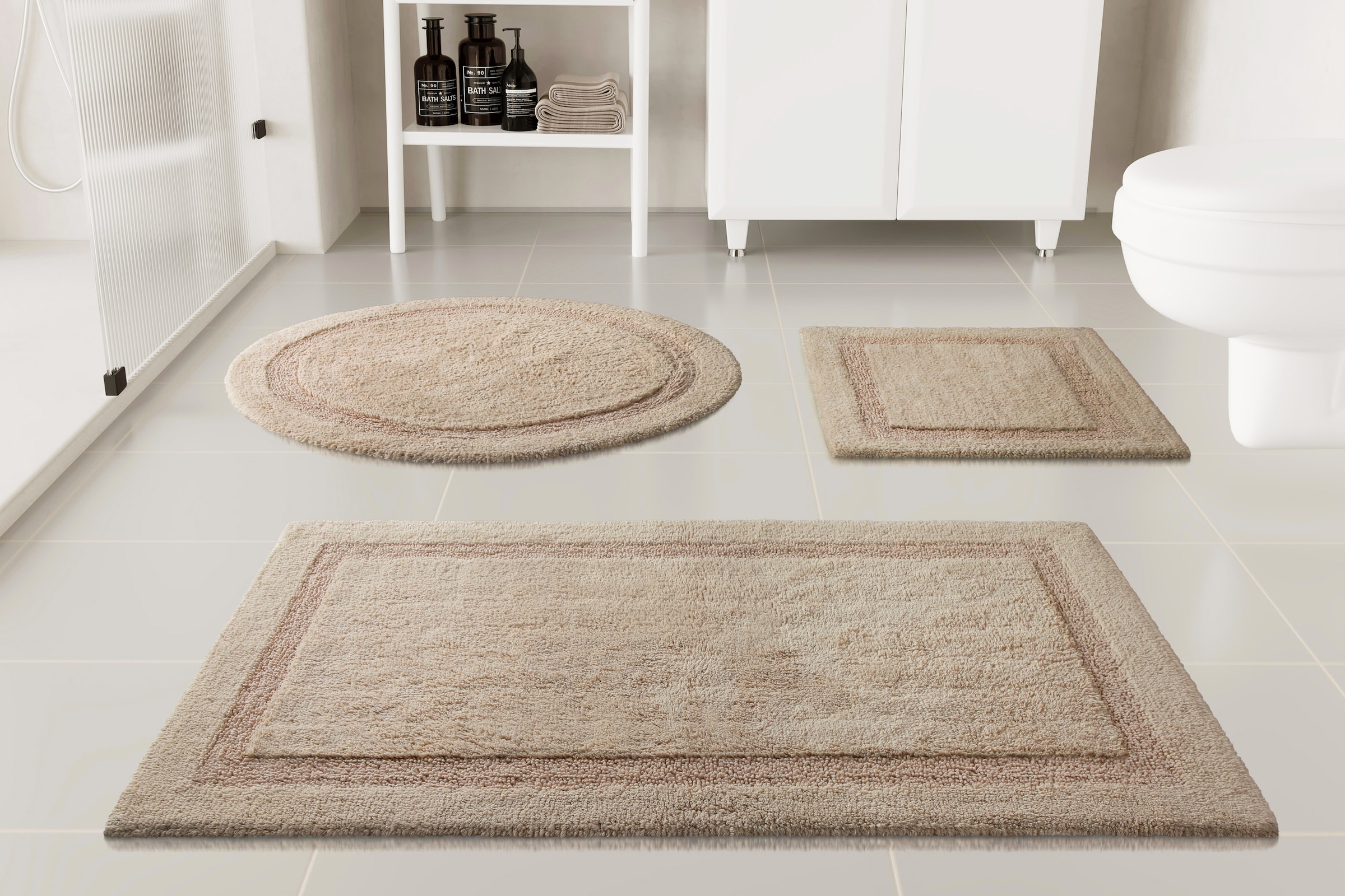 GOODproduct Badematte »Meellor« Höhe 20 mm rutschhemmend beschichtet fussbodenheizungsgeeignet Badteppich, getuftet, modern, Uni, antirutsch, flauschig, Baumwolle