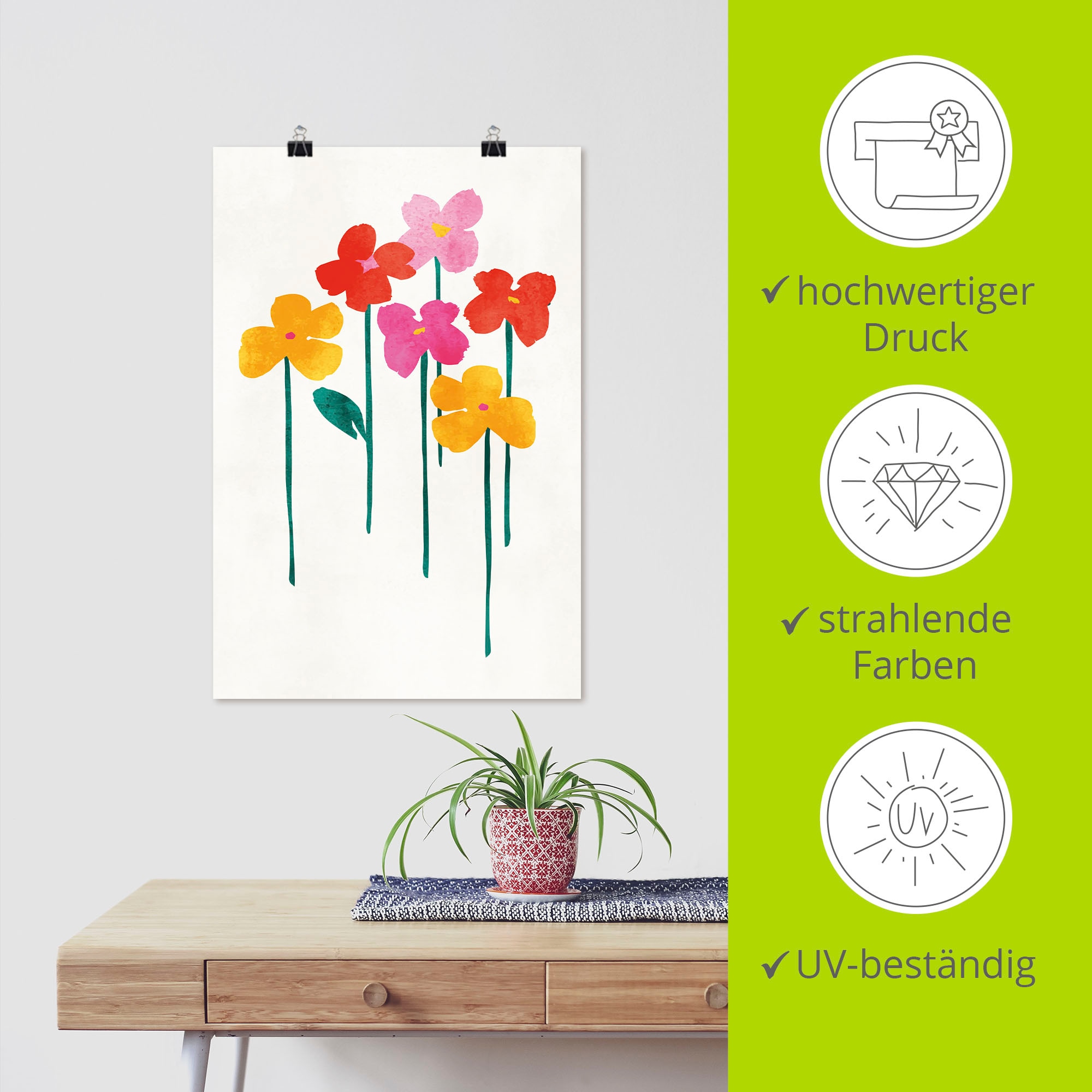 Artland Wandbild »Kleine glückliche Blumen« Blumenbilder 1 Stk. tlg. als Leinwandbild, Poster in verschied. Grössen